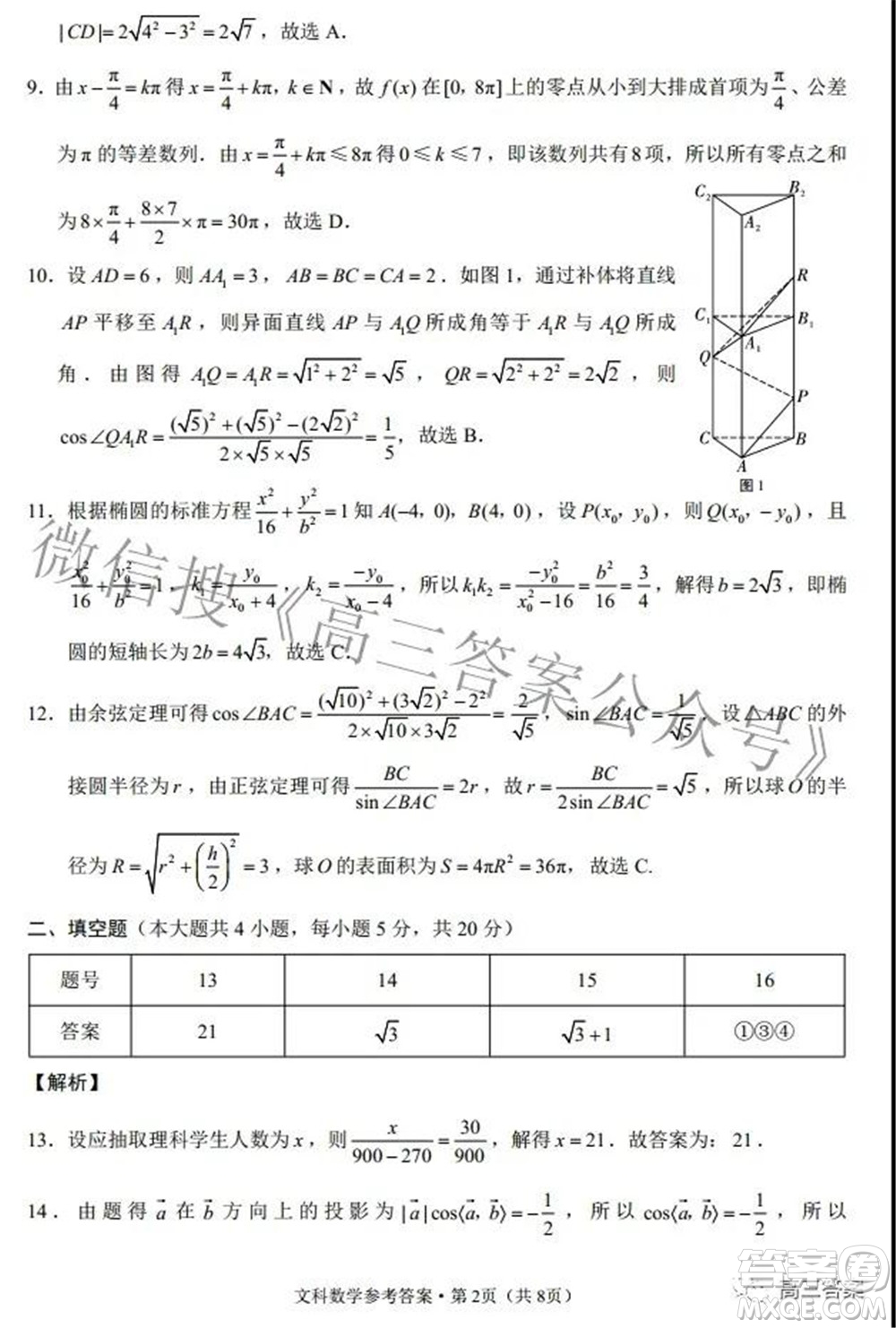 2022屆云師大附中高三適應(yīng)性月考七文科數(shù)學(xué)試題及答案