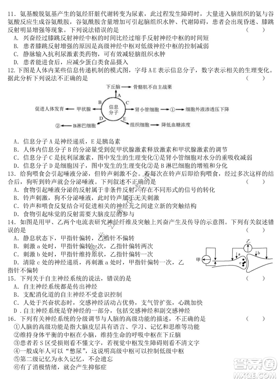 哈爾濱市第六中學(xué)校2020級上學(xué)期期末考試高二生物試題及答案