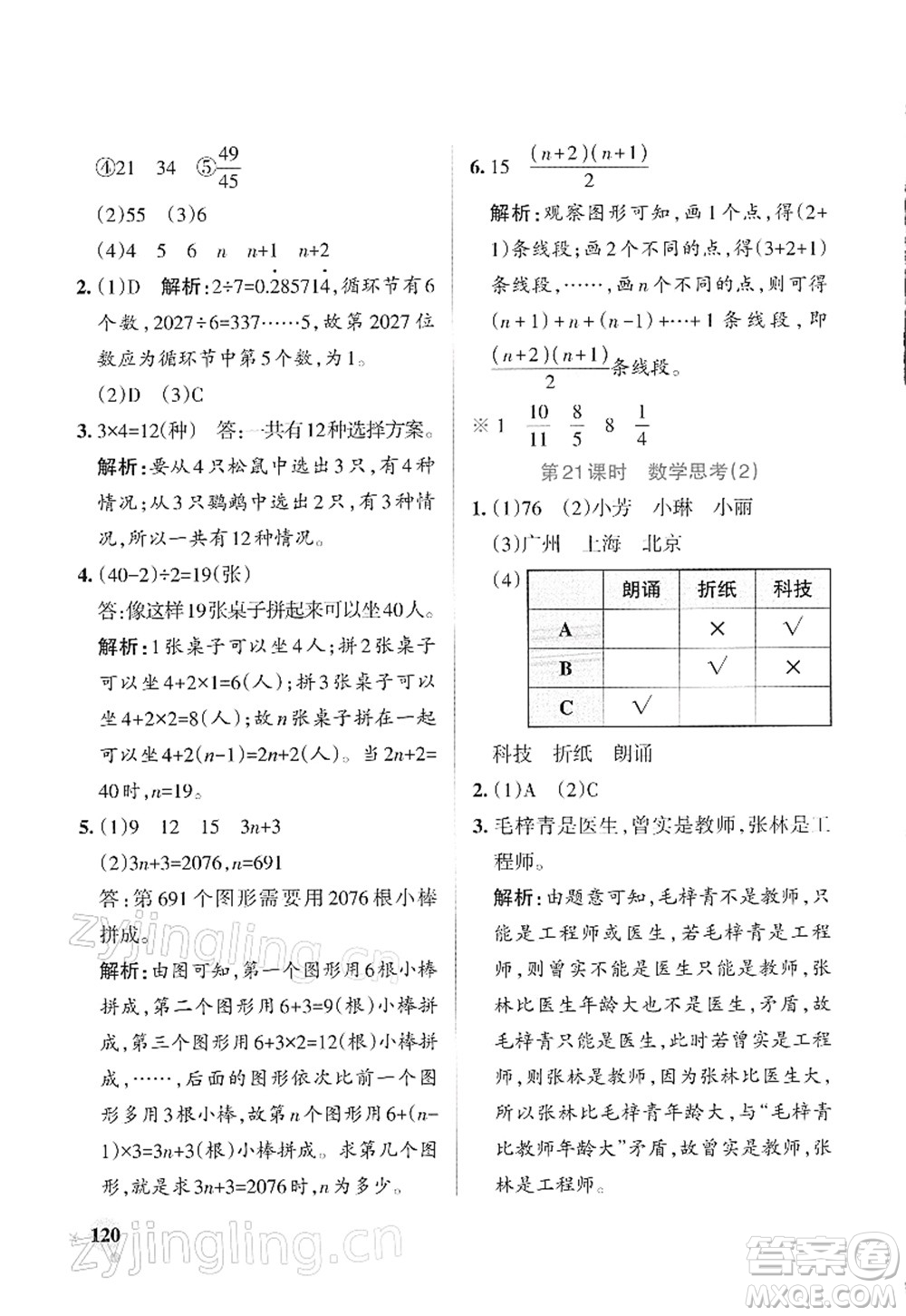 遼寧教育出版社2022PASS小學學霸作業(yè)本六年級數(shù)學下冊RJ人教版答案