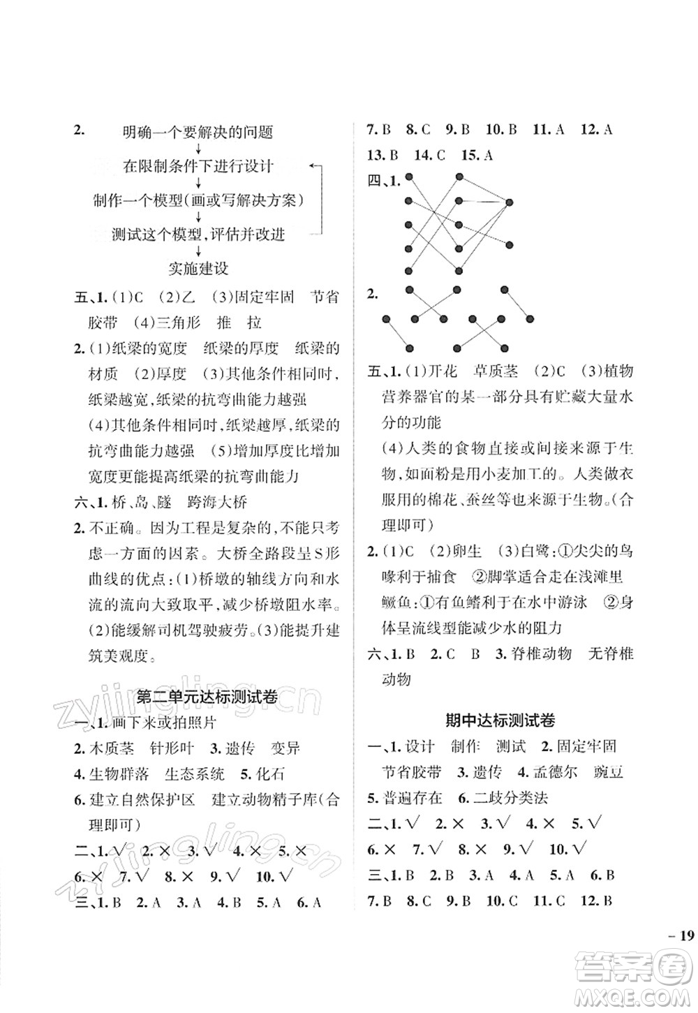 陜西師范大學出版總社2022PASS小學學霸作業(yè)本六年級科學下冊JK教科版答案