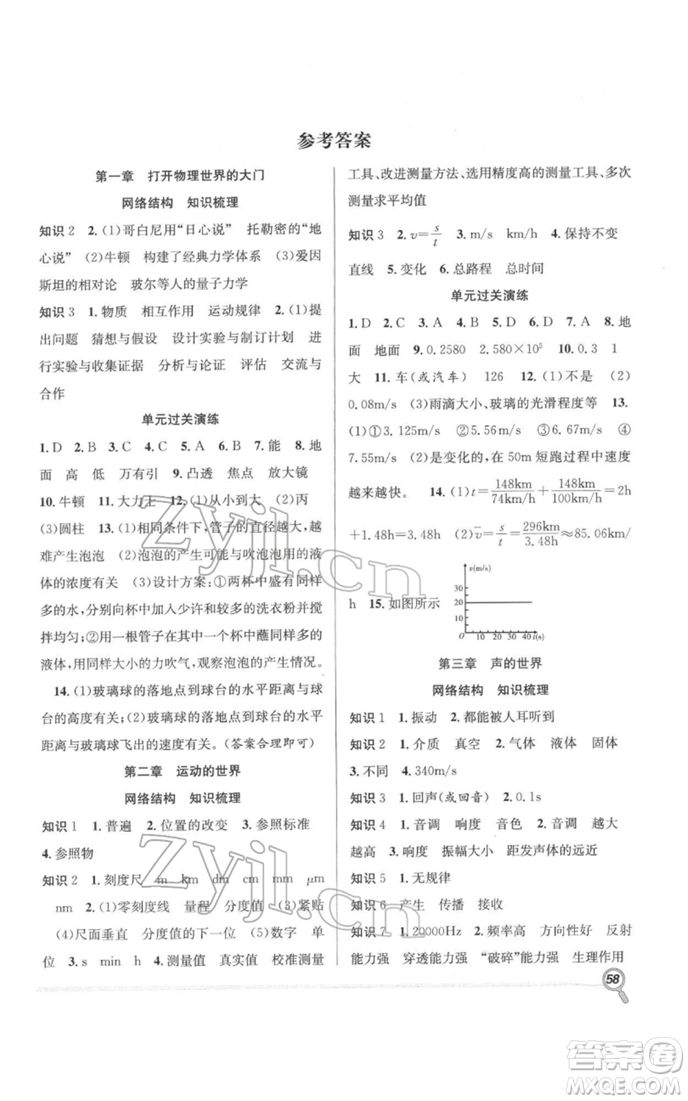 合肥工業(yè)大學出版社2022贏在假期期末+寒假八年級物理滬科版參考答案