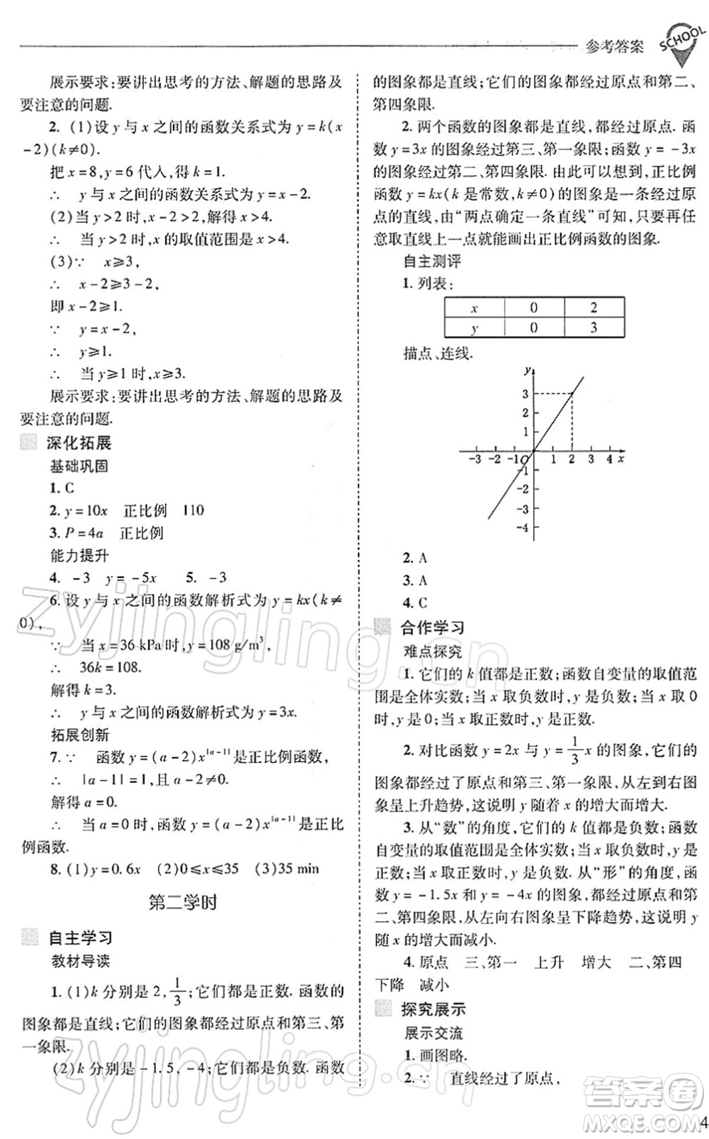 山西教育出版社2022新課程問題解決導(dǎo)學(xué)方案八年級數(shù)學(xué)下冊人教版答案