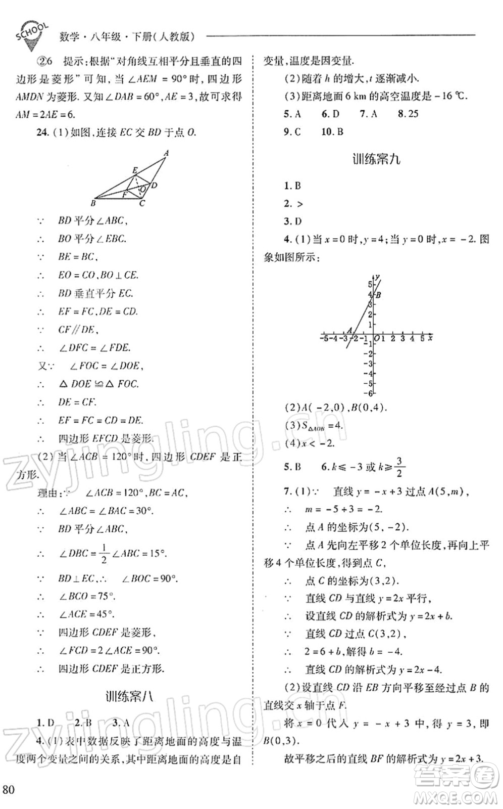 山西教育出版社2022新課程問題解決導(dǎo)學(xué)方案八年級數(shù)學(xué)下冊人教版答案