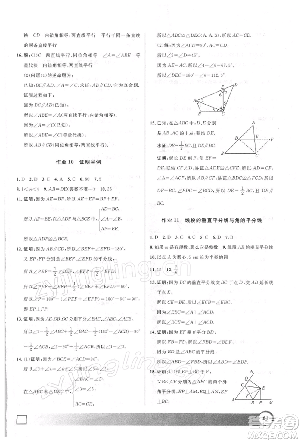 上海大學(xué)出版社2022鐘書(shū)金牌寒假作業(yè)導(dǎo)與練八年級(jí)數(shù)學(xué)通用版上海專版參考答案