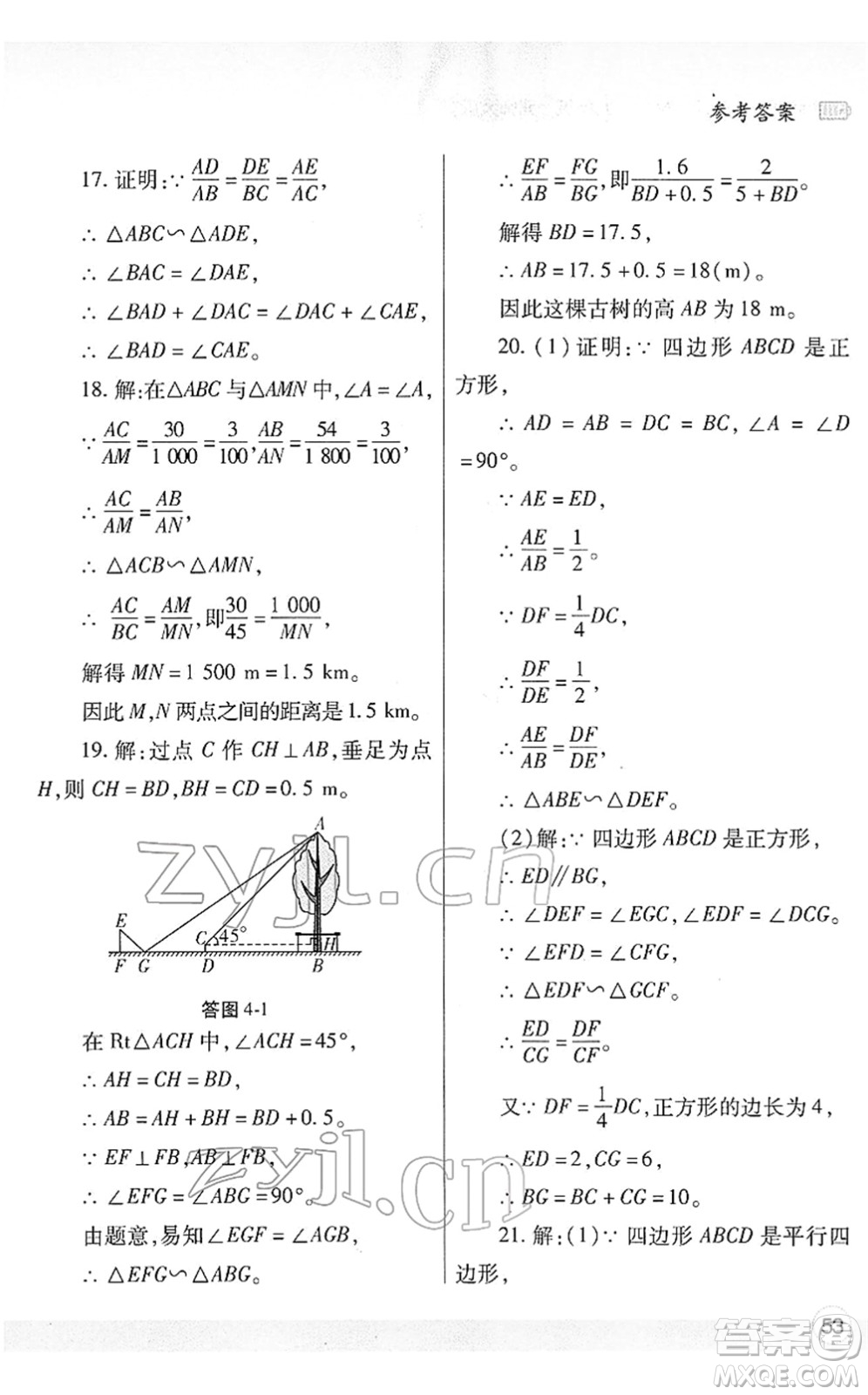 陜西師范大學出版總社2022寒假作業(yè)與生活九年級數(shù)學北師大版答案