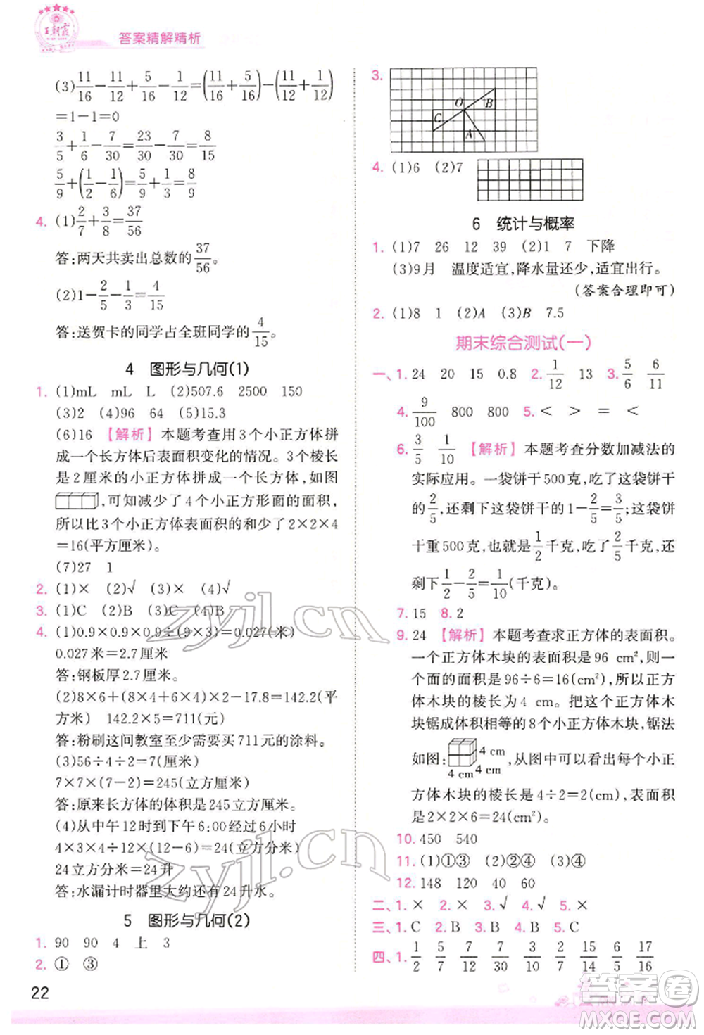 江西人民出版社2022王朝霞創(chuàng)維新課堂同步優(yōu)化訓(xùn)練五年級(jí)下冊數(shù)學(xué)人教版參考答案