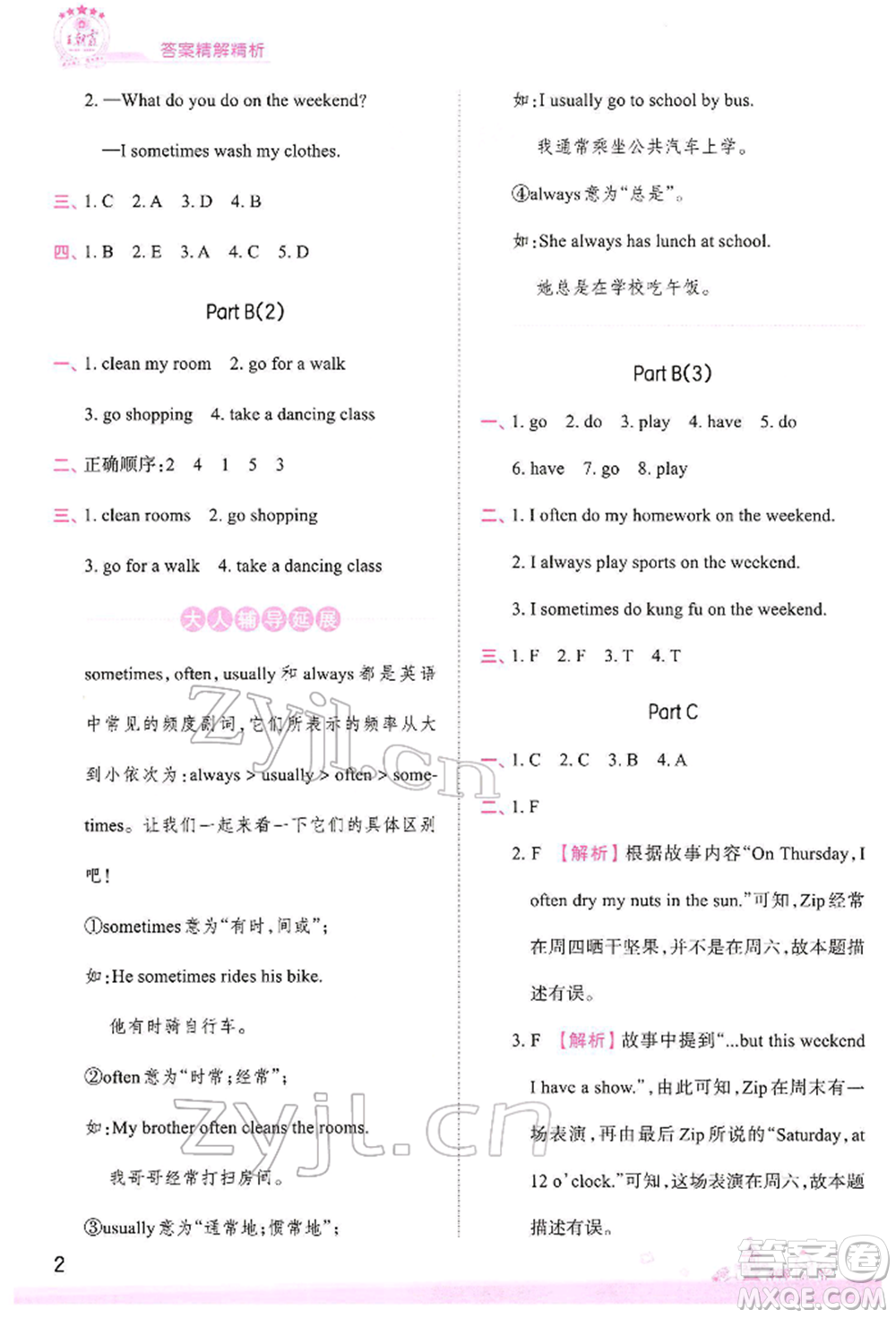 江西人民出版社2022王朝霞創(chuàng)維新課堂同步優(yōu)化訓練五年級下冊英語人教版參考答案