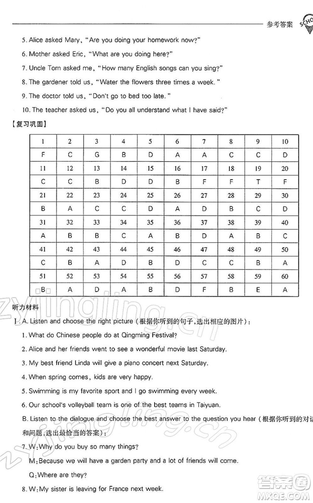 山西教育出版社2022新課程問題解決導(dǎo)學(xué)方案九年級英語下冊上教版答案