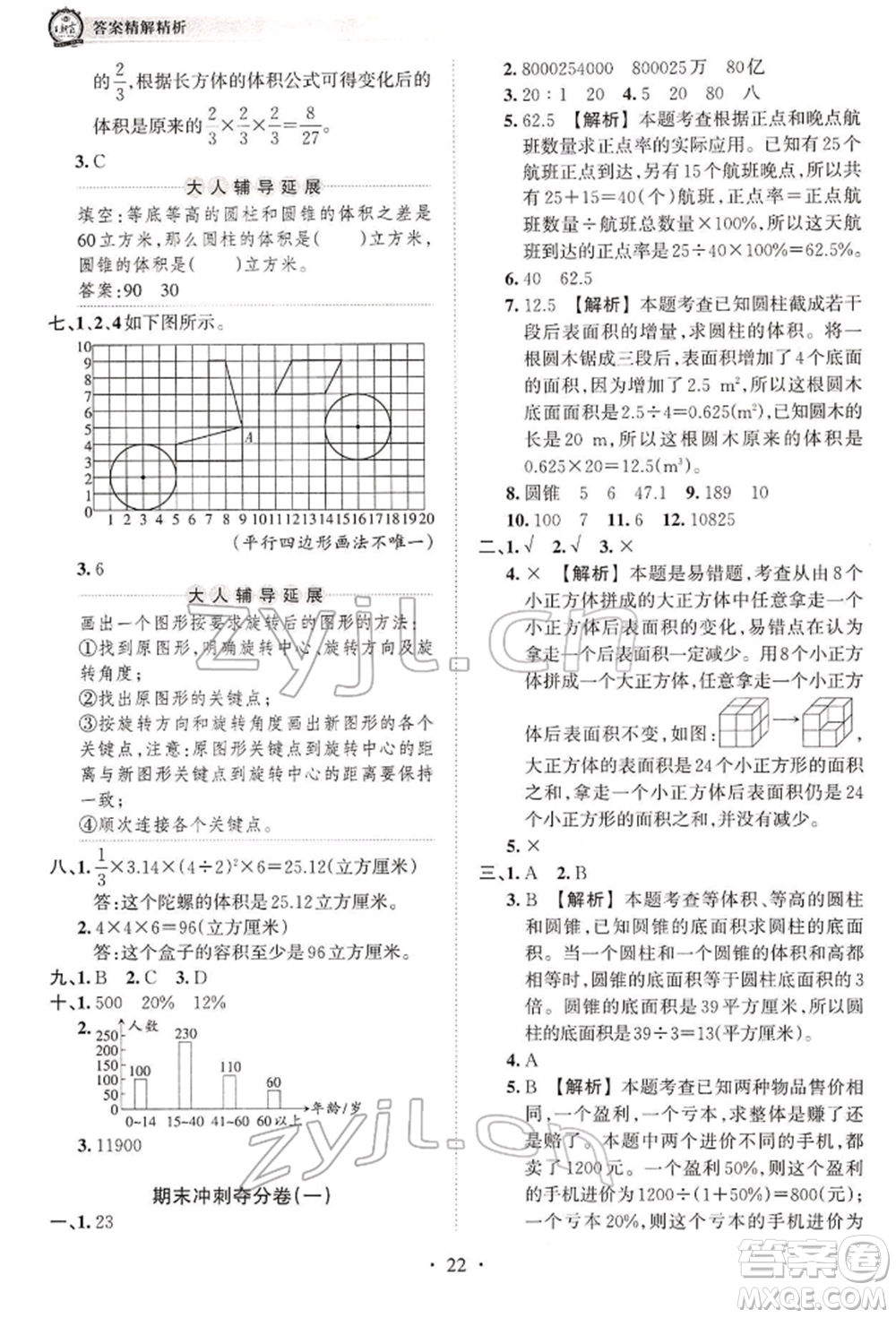 江西人民出版社2022王朝霞考點(diǎn)梳理時(shí)習(xí)卷六年級(jí)數(shù)學(xué)下冊(cè)人教版參考答案