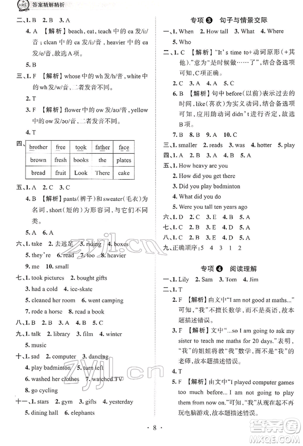 江西人民出版社2022王朝霞考點(diǎn)梳理時(shí)習(xí)卷六年級(jí)英語(yǔ)下冊(cè)人教版參考答案