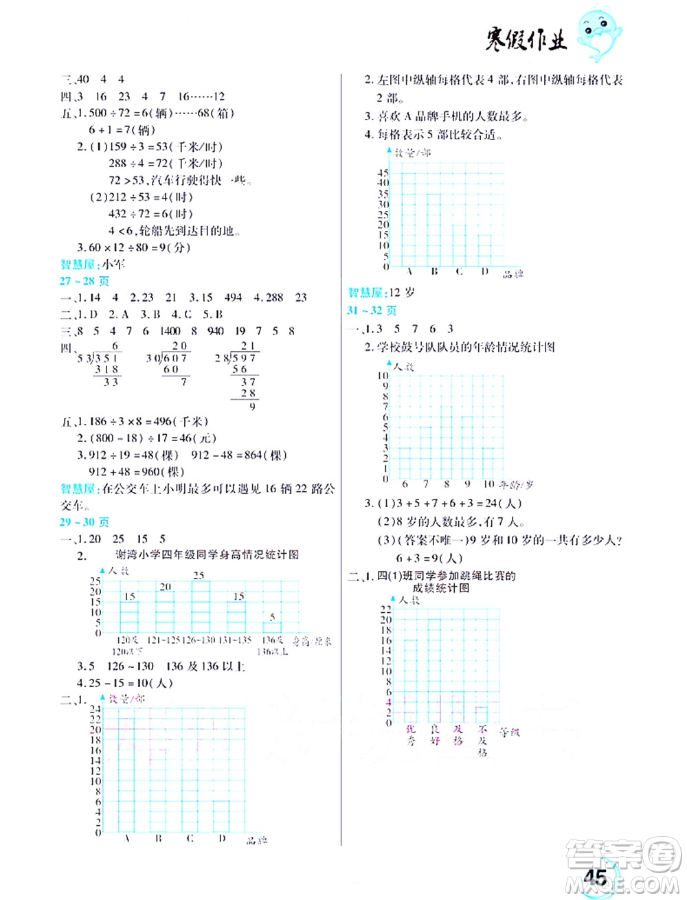 中原農民出版社2022豫新銳寒假作業(yè)四年級數(shù)學人教版答案