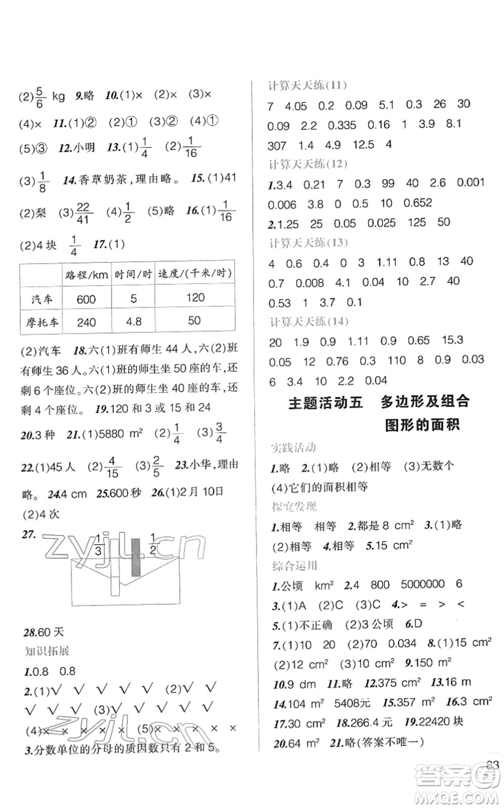 遼寧師范大學出版社2022寒假樂園五年級數(shù)學通用版答案