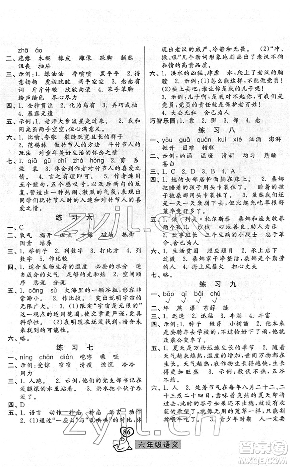 河北美術(shù)出版社2022一路領(lǐng)先寒假作業(yè)六年級(jí)語(yǔ)文人教版答案