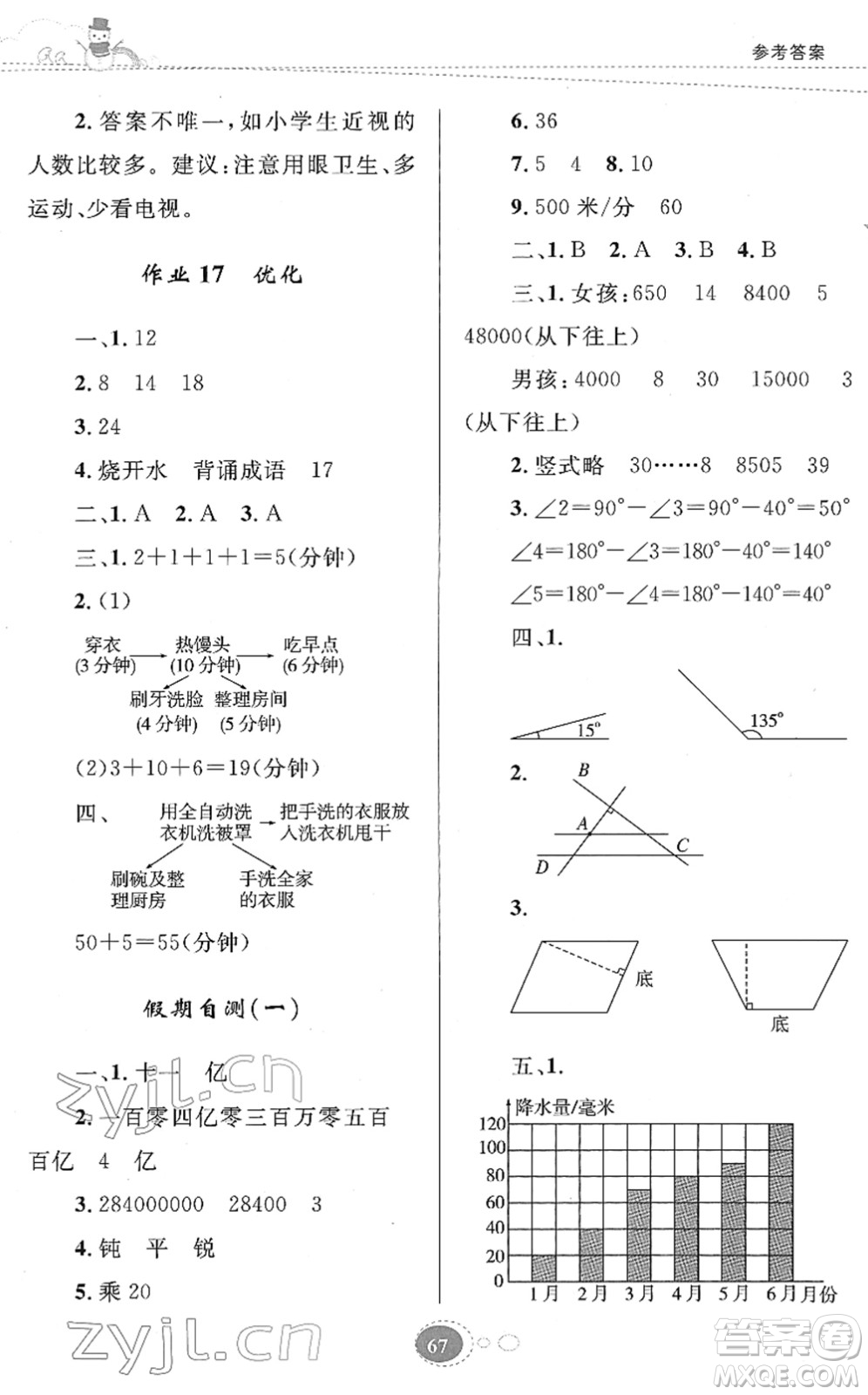 知識(shí)出版社2022寒假園地四年級(jí)數(shù)學(xué)人教版答案