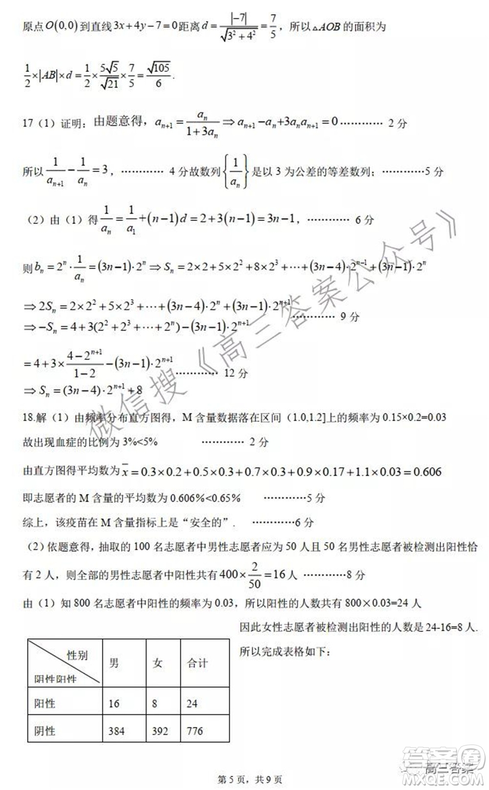 安徽省六校教育研究會2022屆高三聯(lián)考文科數(shù)學(xué)能力測試答案