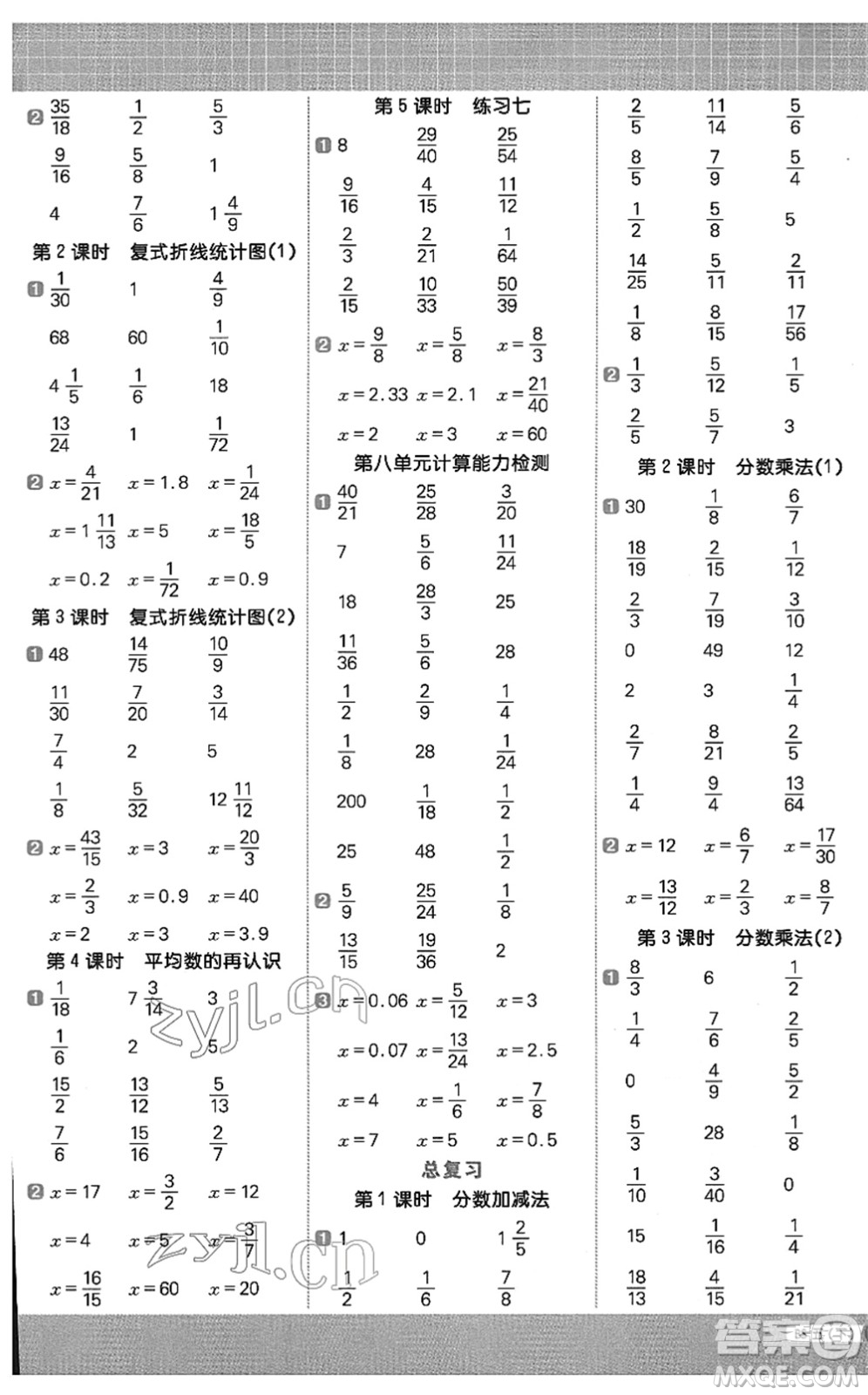 江西教育出版社2022陽(yáng)光同學(xué)計(jì)算小達(dá)人五年級(jí)數(shù)學(xué)下冊(cè)BS北師版答案