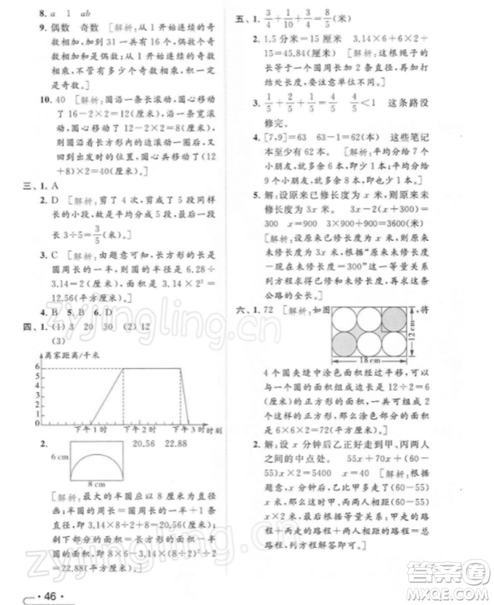 北京教育出版社2022亮點(diǎn)給力提優(yōu)課時(shí)作業(yè)本五年級(jí)數(shù)學(xué)下冊(cè)江蘇版參考答案