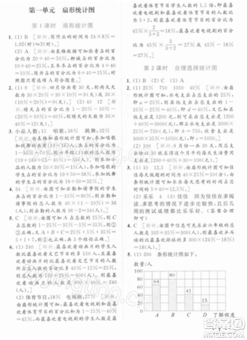 北京教育出版社2022亮點(diǎn)給力提優(yōu)課時(shí)作業(yè)本六年級(jí)數(shù)學(xué)下冊(cè)江蘇版參考答案