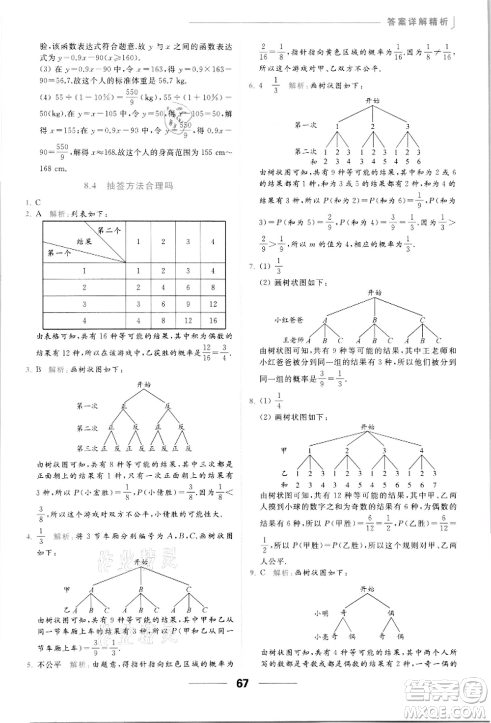 云南美術(shù)出版社2022亮點(diǎn)給力提優(yōu)課時(shí)作業(yè)本九年級(jí)數(shù)學(xué)下冊(cè)蘇科版參考答案