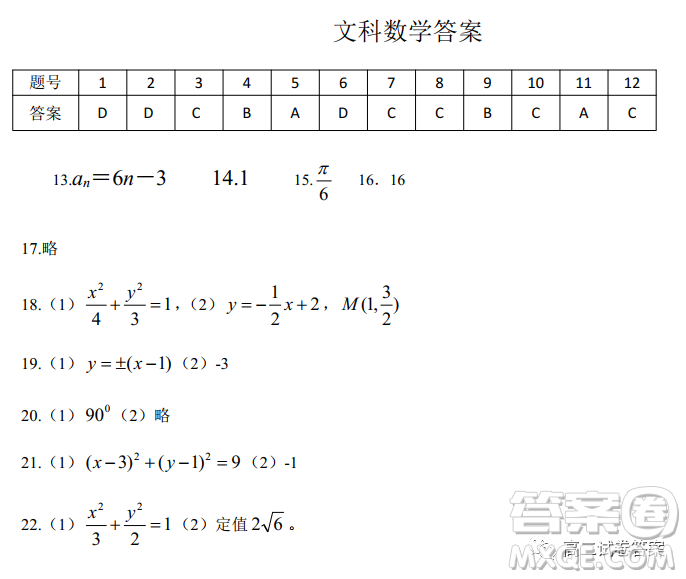 河南省中原名校聯(lián)盟高二年級(jí)2021-2022學(xué)年上學(xué)期第二次適應(yīng)性聯(lián)考文科數(shù)學(xué)試卷及答案