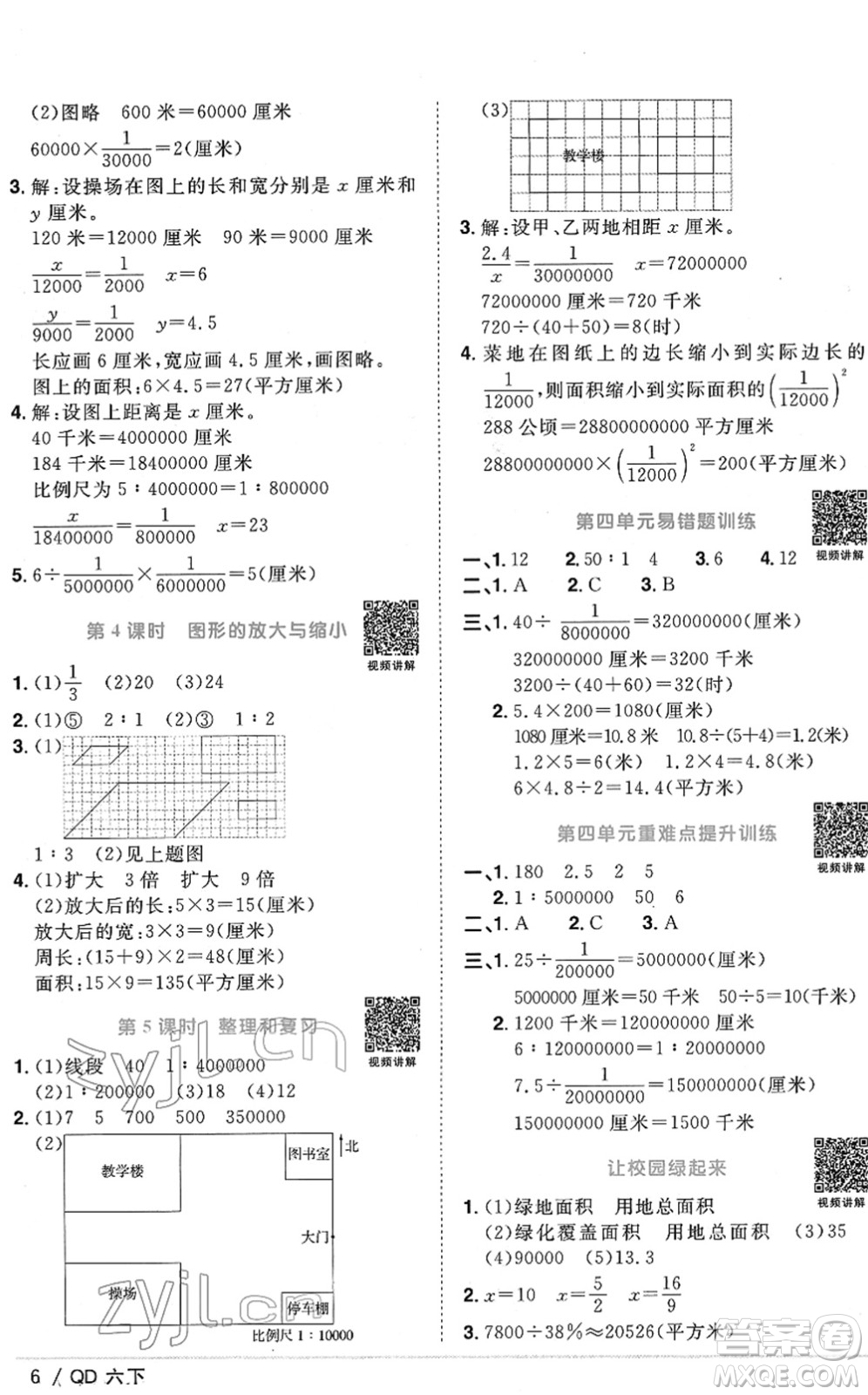 江西教育出版社2022陽光同學(xué)課時(shí)優(yōu)化作業(yè)六年級數(shù)學(xué)下冊QD青島版答案