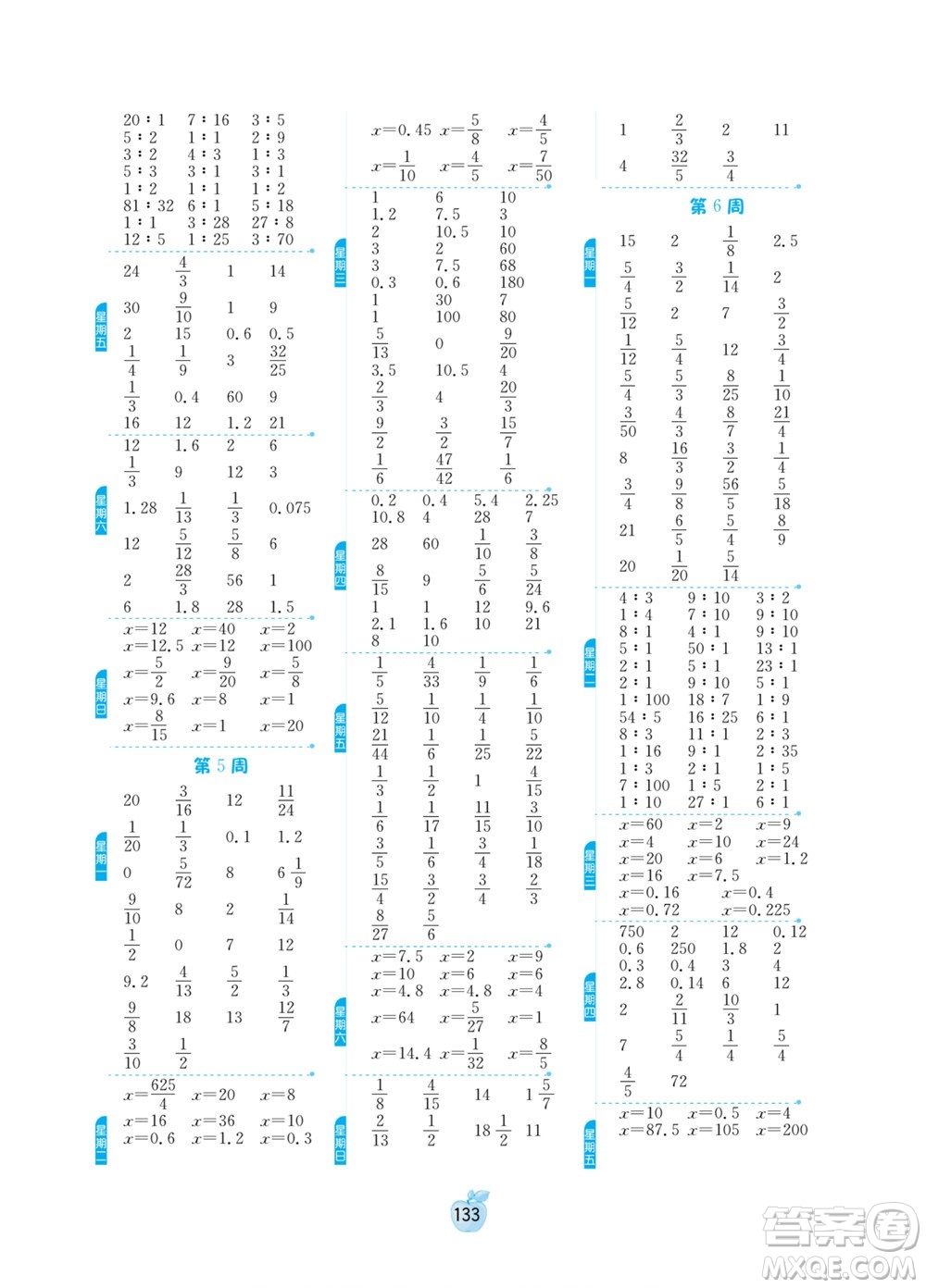 江蘇人民出版社2022小學(xué)數(shù)學(xué)計算高手六年級下冊BSD北師大版答案