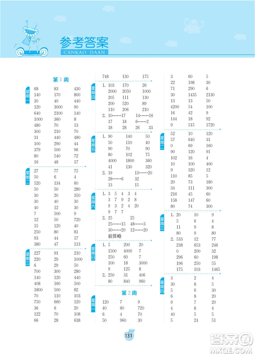 江蘇人民出版社2022小學(xué)數(shù)學(xué)計(jì)算高手四年級(jí)下冊(cè)JSJY蘇教版答案