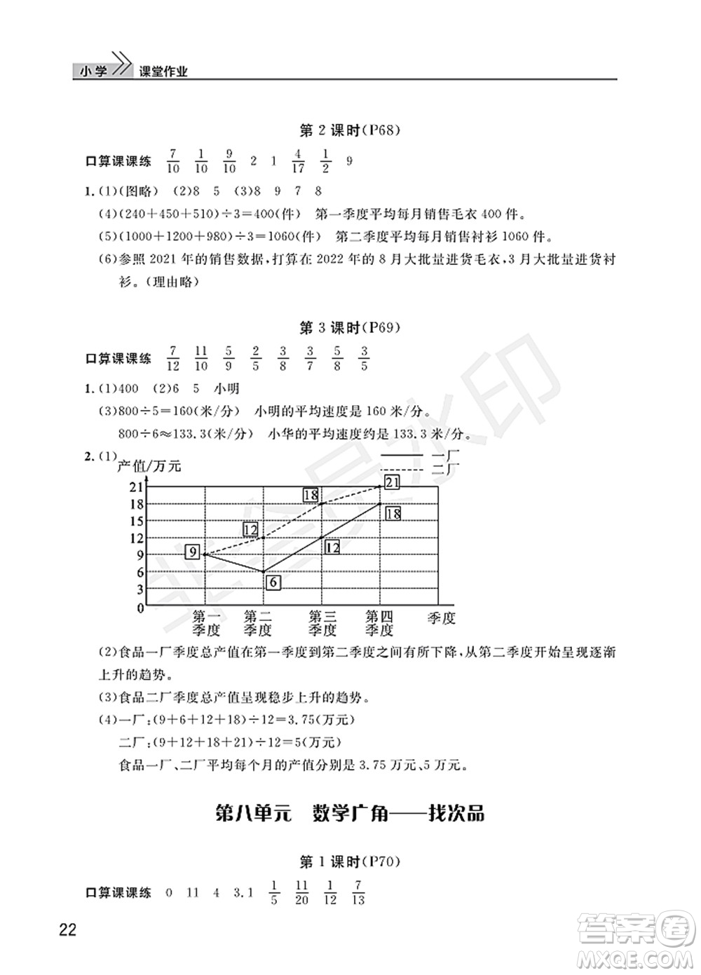 武漢出版社2022智慧學(xué)習(xí)天天向上課堂作業(yè)五年級數(shù)學(xué)下冊人教版答案