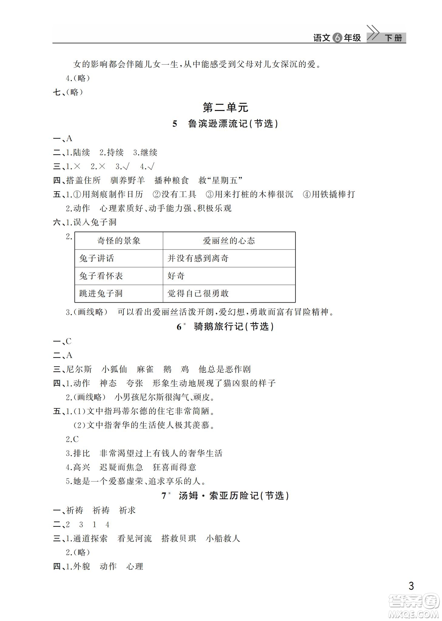 武漢出版社2022智慧學習天天向上課堂作業(yè)六年級語文下冊人教版答案