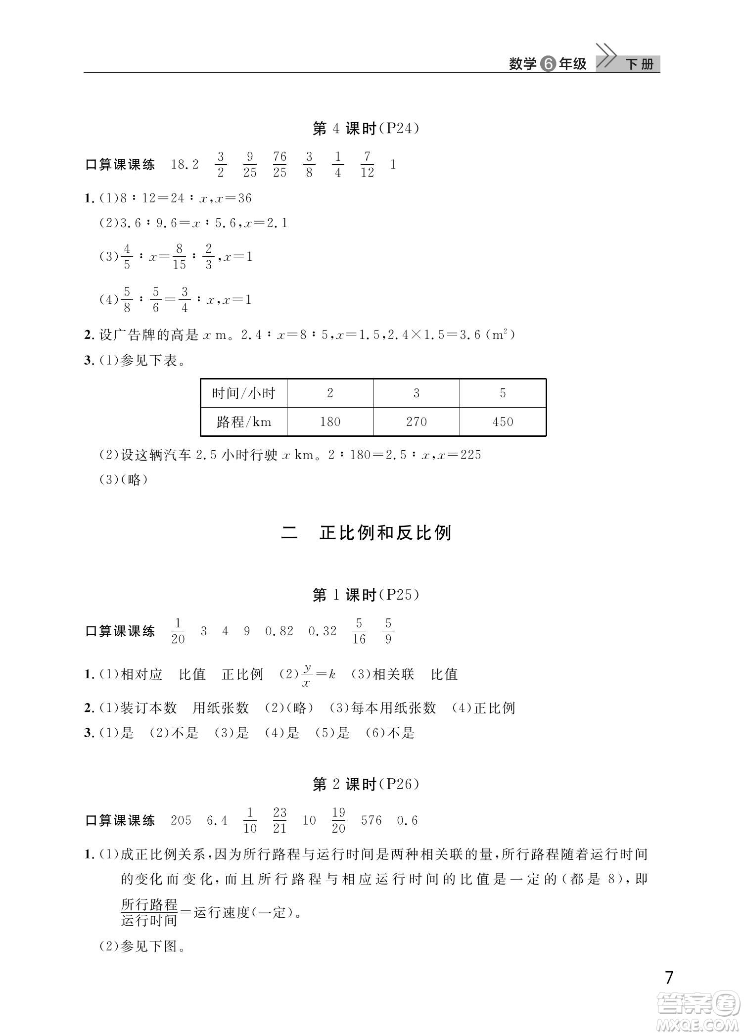 武漢出版社2022智慧學(xué)習天天向上課堂作業(yè)六年級數(shù)學(xué)下冊人教版答案