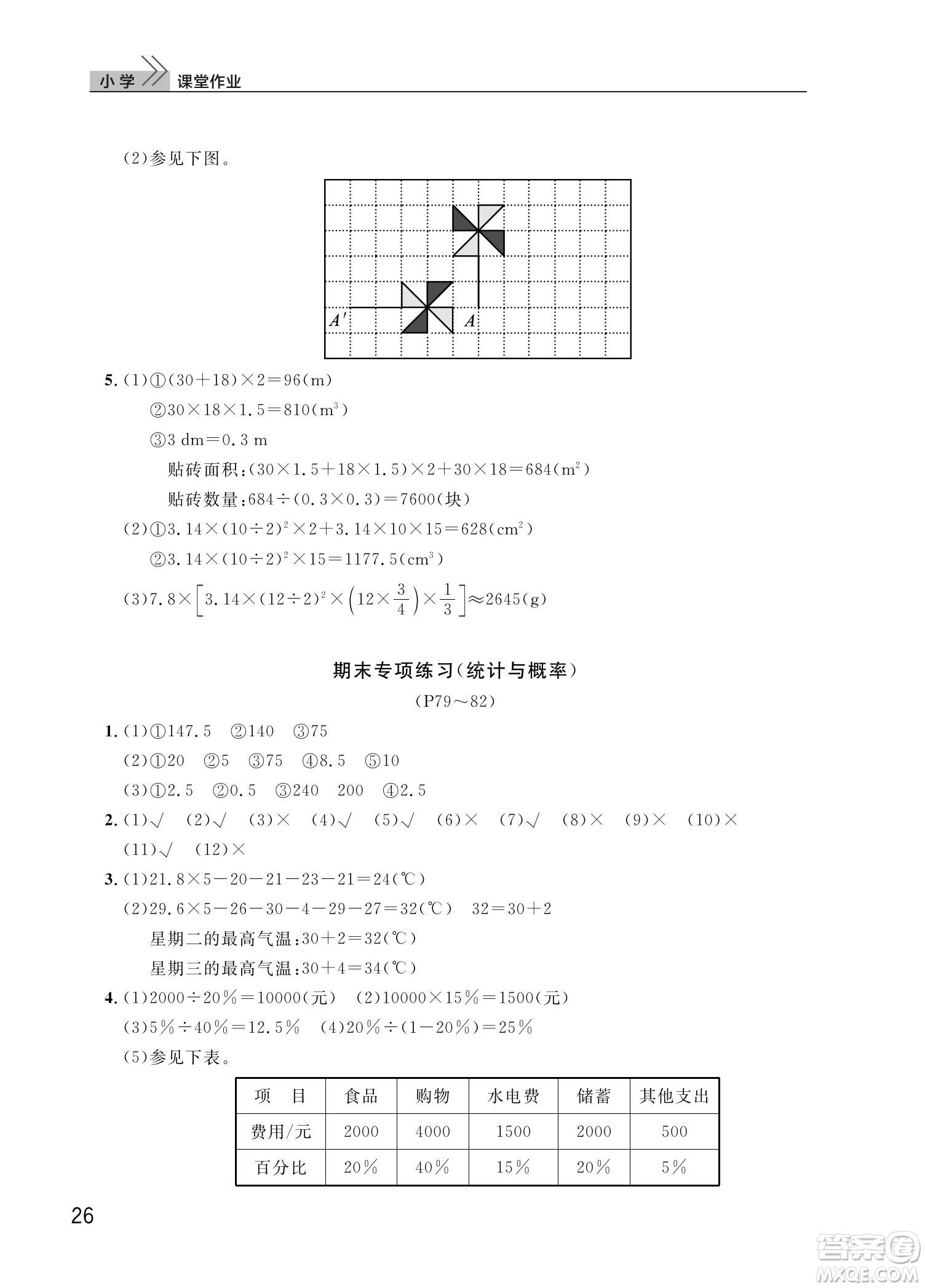 武漢出版社2022智慧學(xué)習天天向上課堂作業(yè)六年級數(shù)學(xué)下冊人教版答案