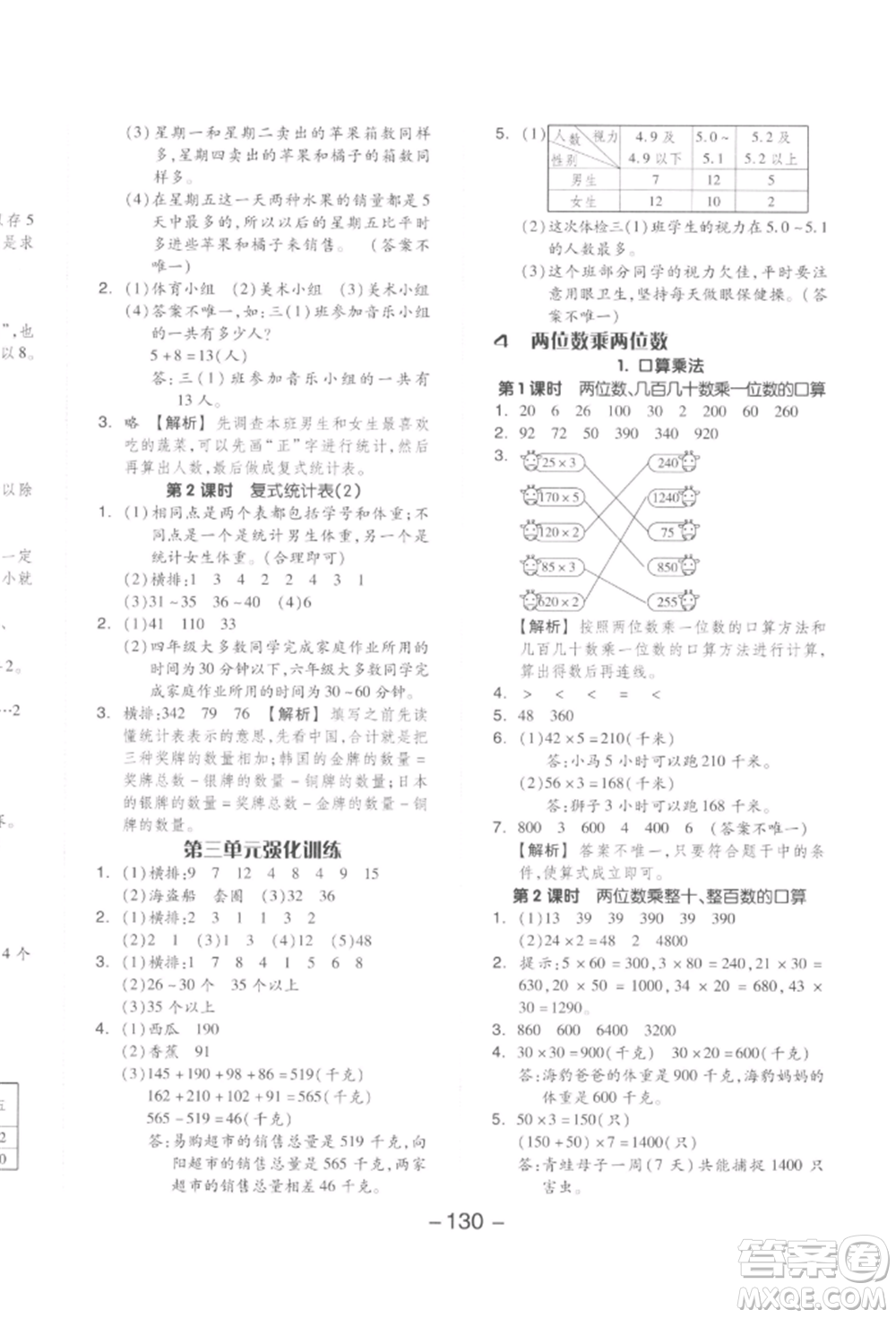 開明出版社2022全品學(xué)練考三年級(jí)數(shù)學(xué)下冊(cè)人教版參考答案