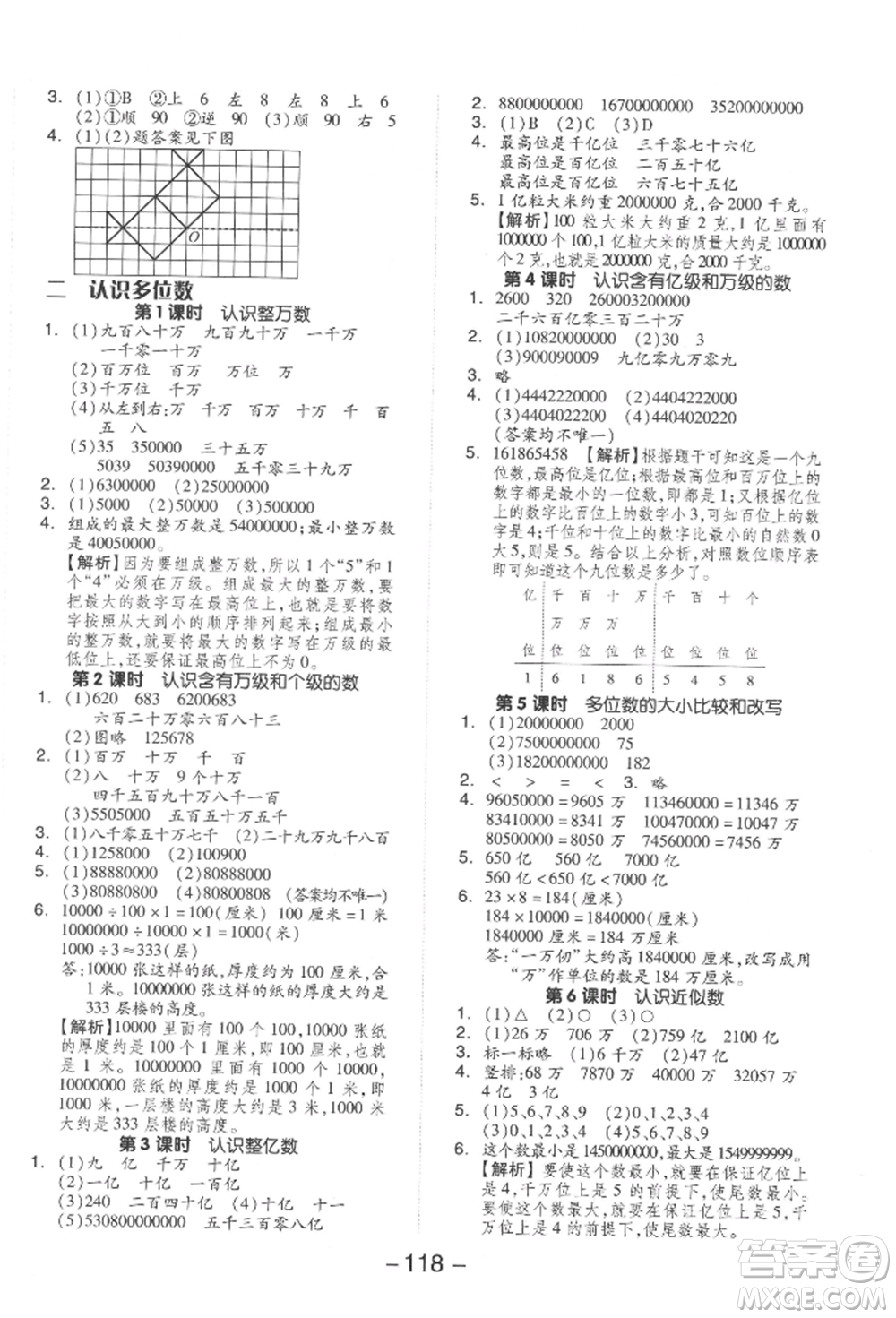 開明出版社2022全品學(xué)練考四年級(jí)數(shù)學(xué)下冊(cè)蘇教版參考答案