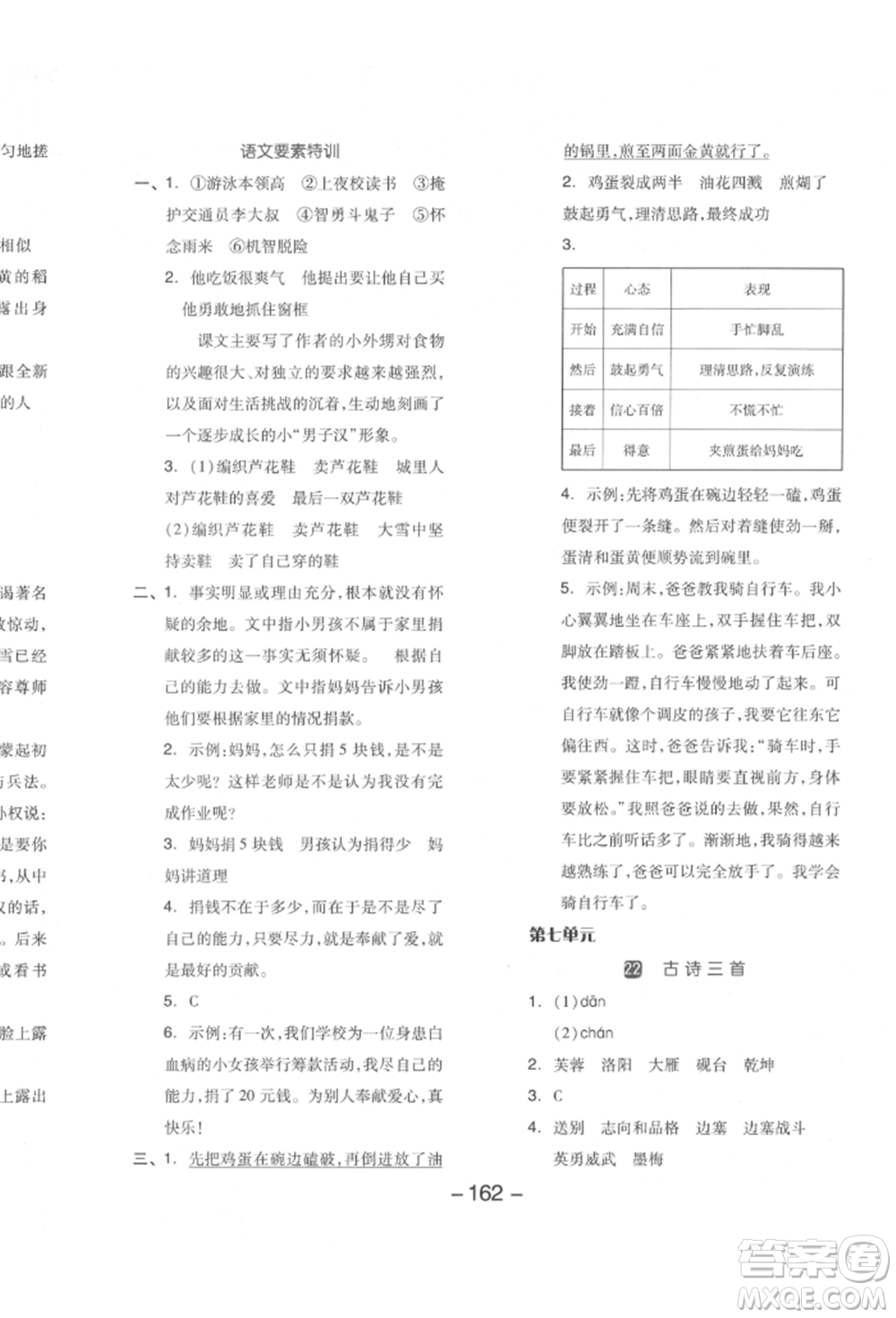 開(kāi)明出版社2022全品學(xué)練考四年級(jí)語(yǔ)文下冊(cè)人教版江蘇專(zhuān)版參考答案