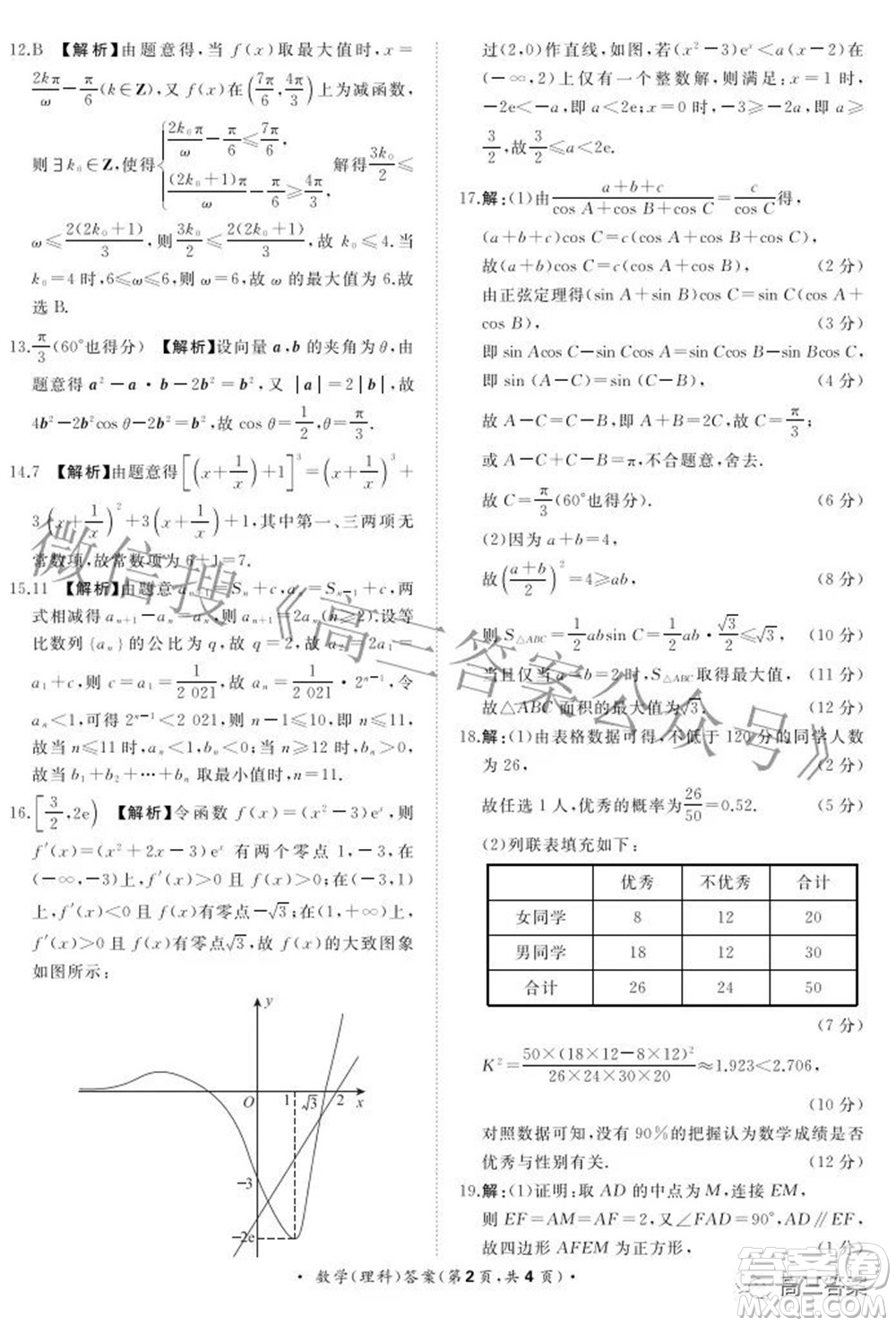 2022屆普通高等學(xué)校招生全國統(tǒng)一考試青桐鳴2月大聯(lián)考理科數(shù)學(xué)試題及答案