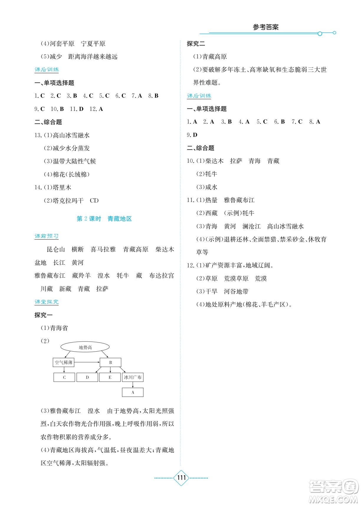 湖南教育出版社2022學法大視野八年級地理下冊湘教版答案