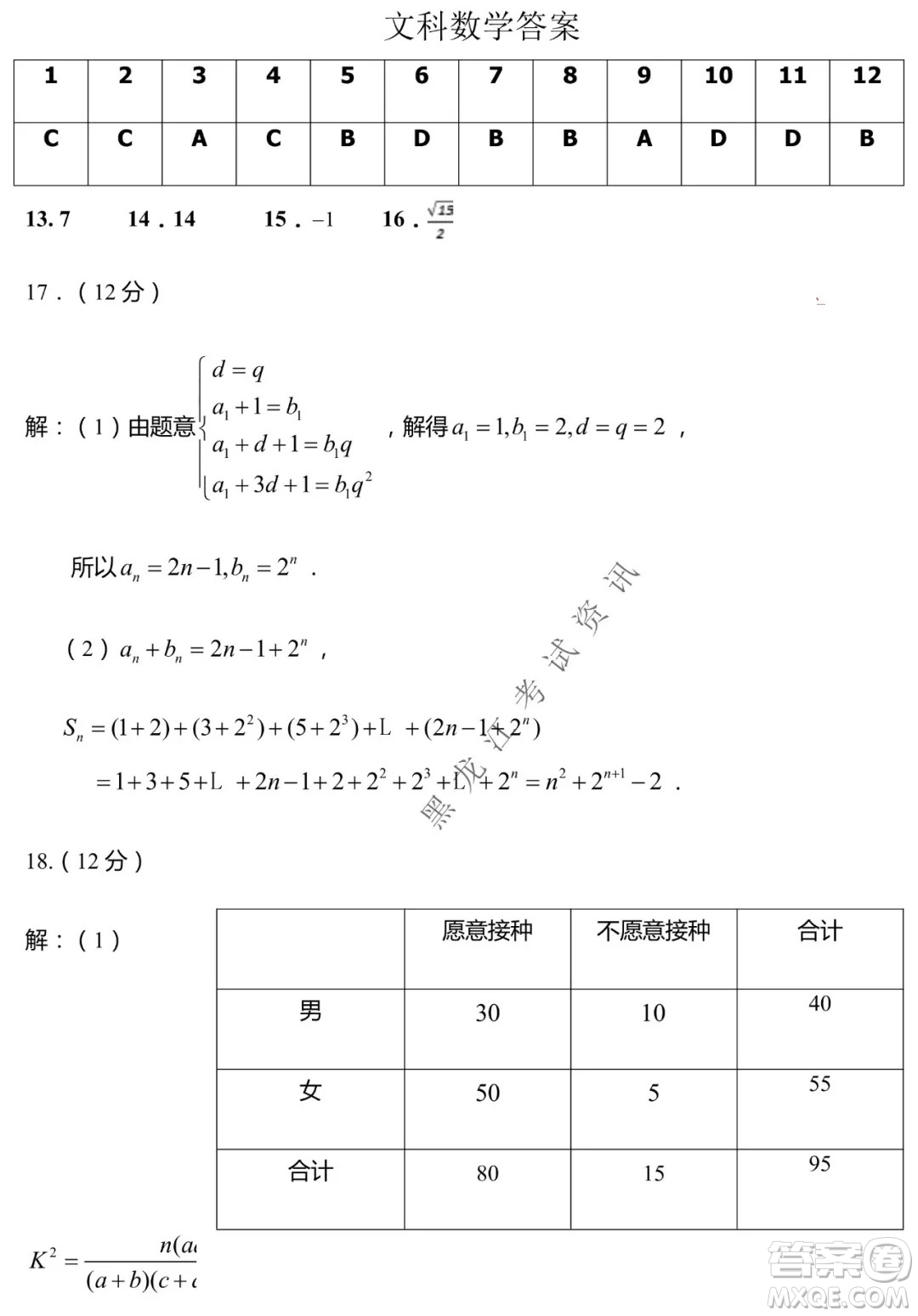 河南省名校聯(lián)盟2021-2022學(xué)年下學(xué)期高三第一次模擬文科數(shù)學(xué)試卷及答案