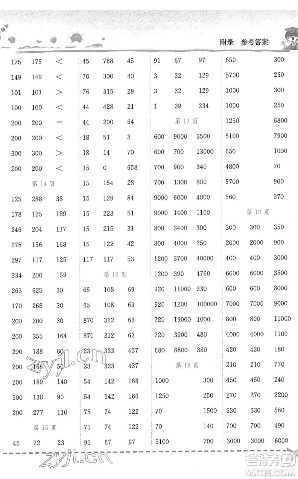 龍門書局2022黃岡小狀元口算速算練習冊四年級數(shù)學下冊R人教版答案