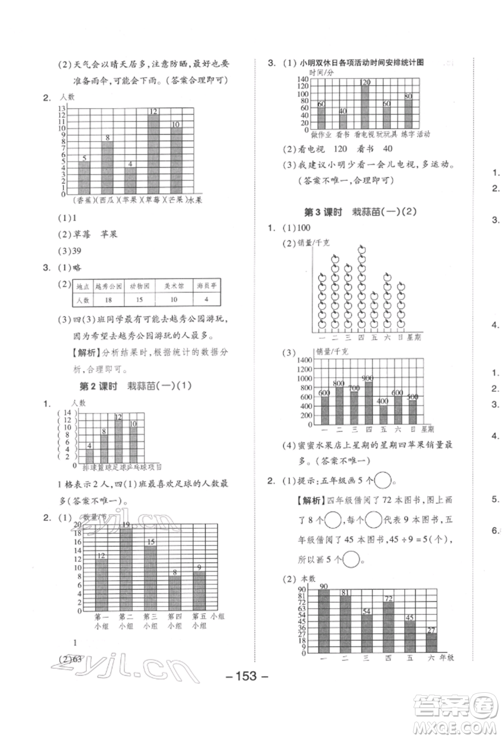 延邊教育出版社2022全品學(xué)練考四年級數(shù)學(xué)下冊北師大版參考答案