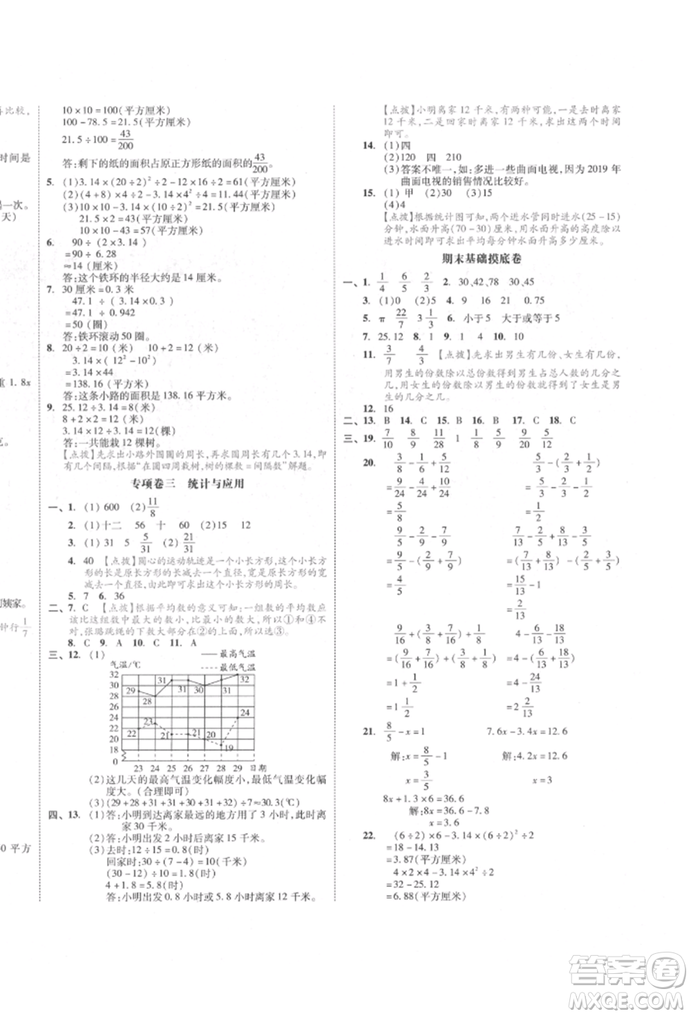 天津人民出版社2022全品小復(fù)習(xí)五年級(jí)數(shù)學(xué)下冊(cè)蘇教版江蘇專(zhuān)版參考答案