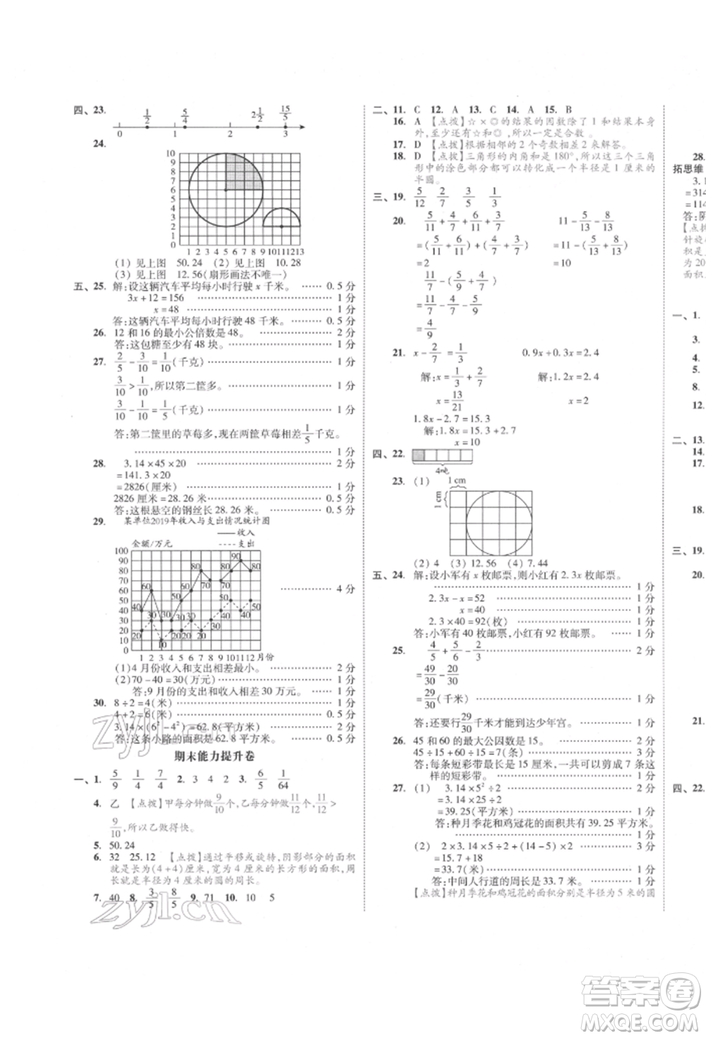 天津人民出版社2022全品小復(fù)習(xí)五年級(jí)數(shù)學(xué)下冊(cè)蘇教版江蘇專(zhuān)版參考答案