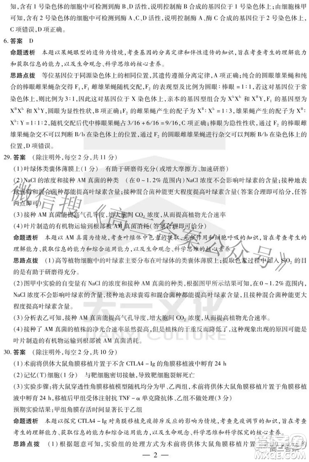 天一大聯(lián)考2021-2022學年高中畢業(yè)班階段性測試四理科綜合試題及答案