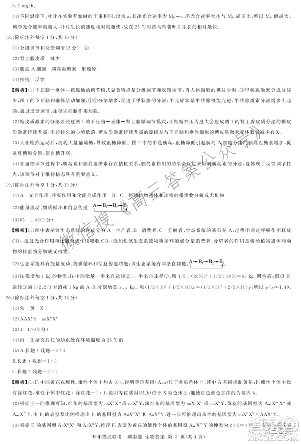 百師聯(lián)盟2022屆高三開年摸底聯(lián)考湖南卷生物試題及答案