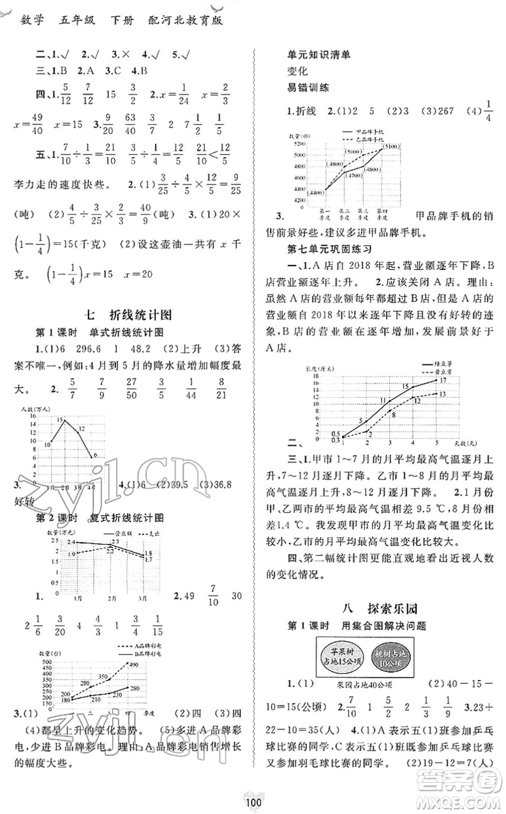 廣西教育出版社2022新課程學(xué)習與測評同步學(xué)習五年級數(shù)學(xué)下冊河北教育版答案