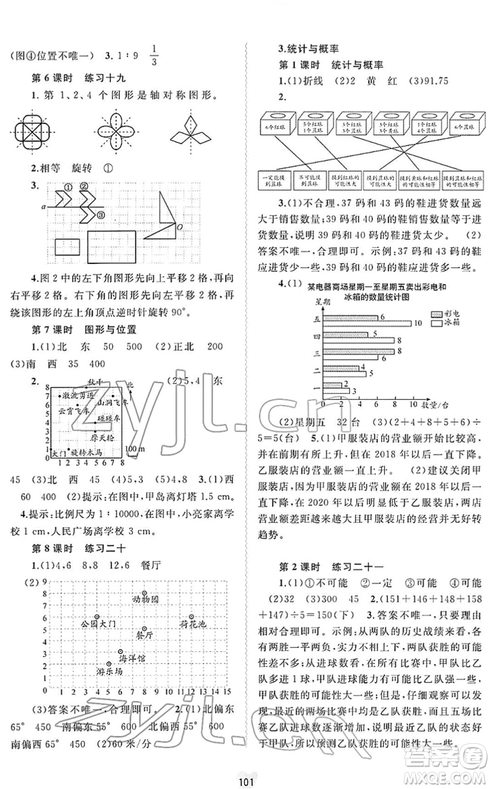 廣西教育出版社2022新課程學(xué)習(xí)與測評(píng)同步學(xué)習(xí)六年級(jí)數(shù)學(xué)下冊人教版答案