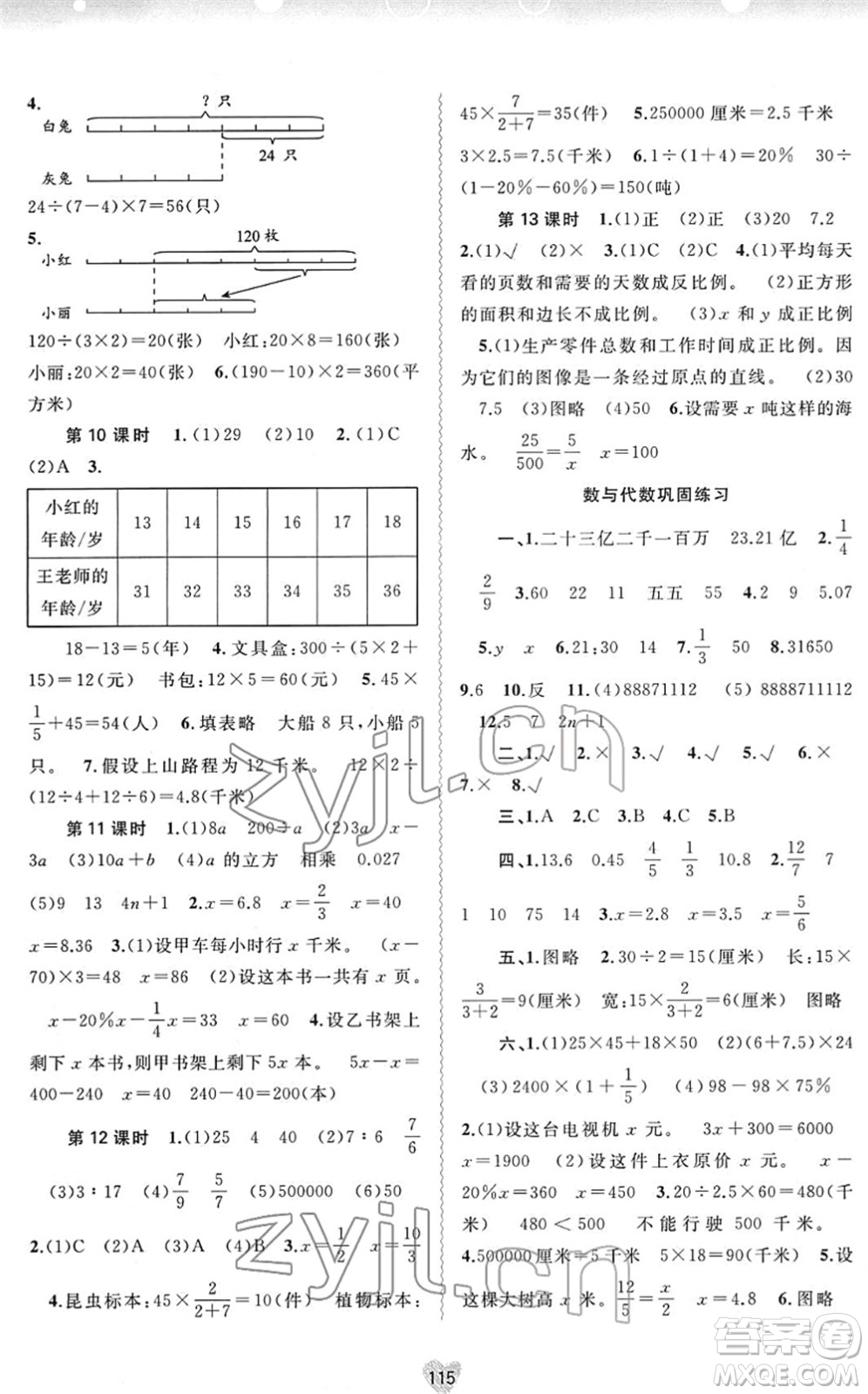 廣西教育出版社2022新課程學(xué)習(xí)與測評同步學(xué)習(xí)六年級數(shù)學(xué)下冊蘇教版答案