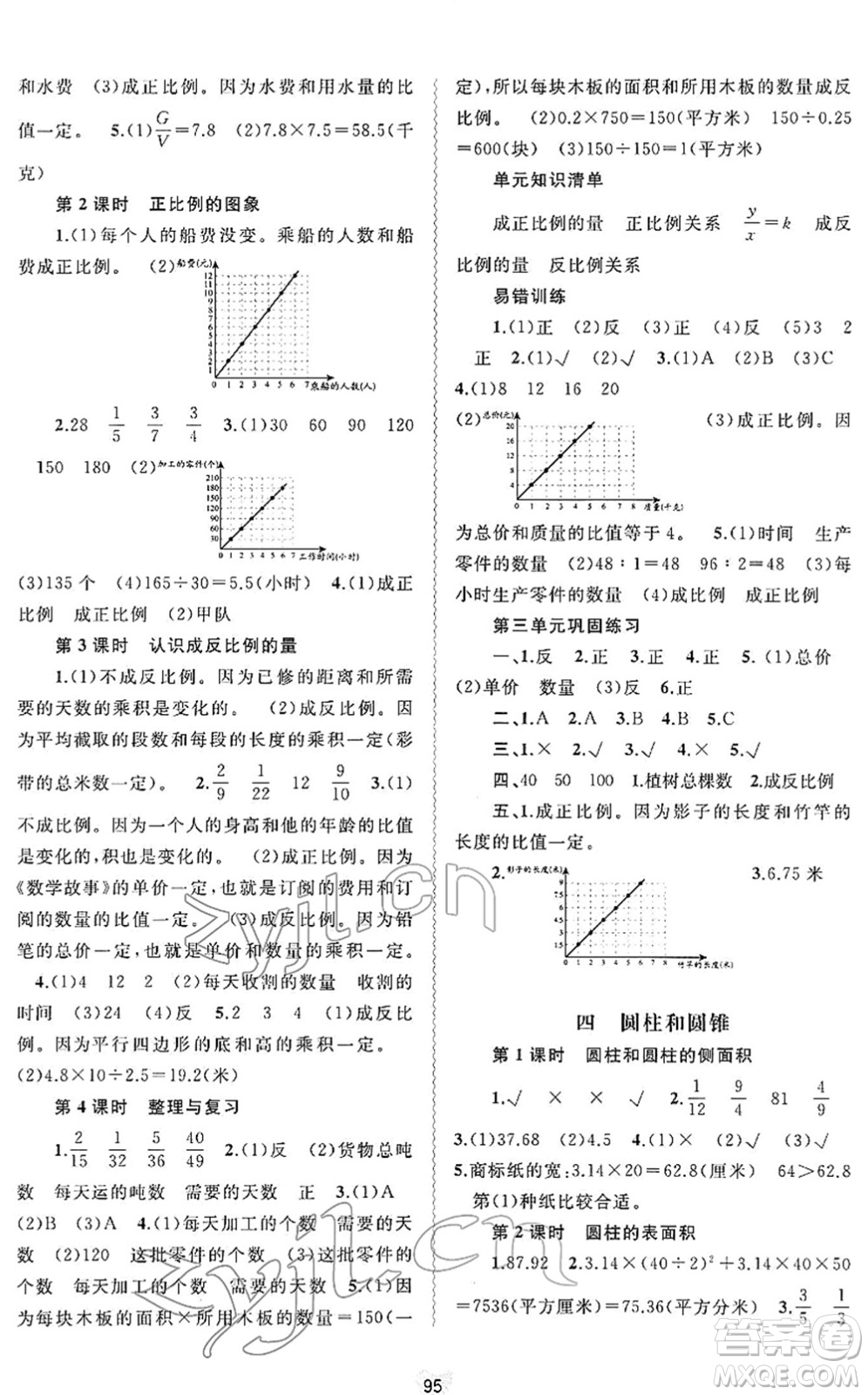 廣西教育出版社2022新課程學(xué)習(xí)與測評同步學(xué)習(xí)六年級數(shù)學(xué)下冊河北教育版答案