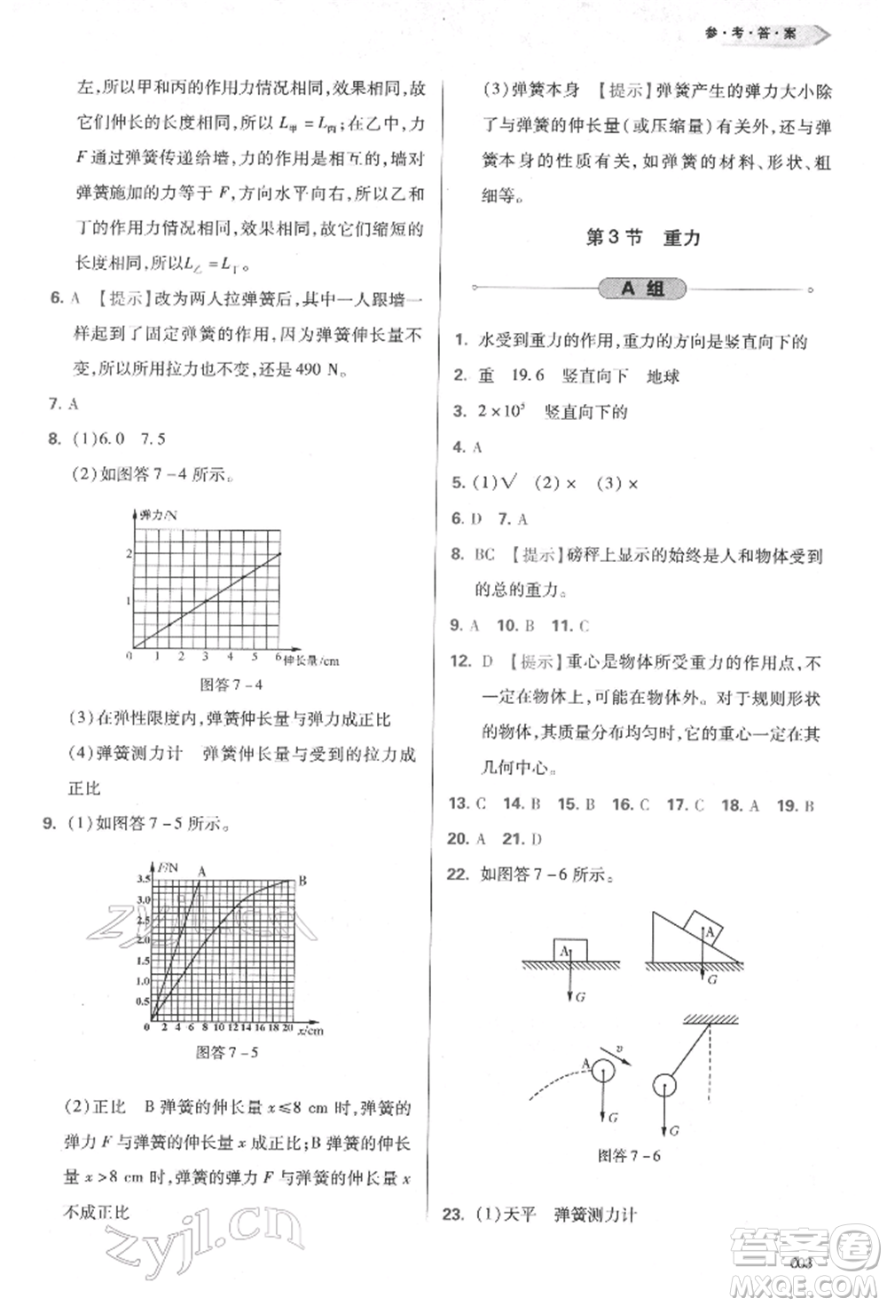 天津教育出版社2022學習質量監(jiān)測八年級物理下冊人教版參考答案