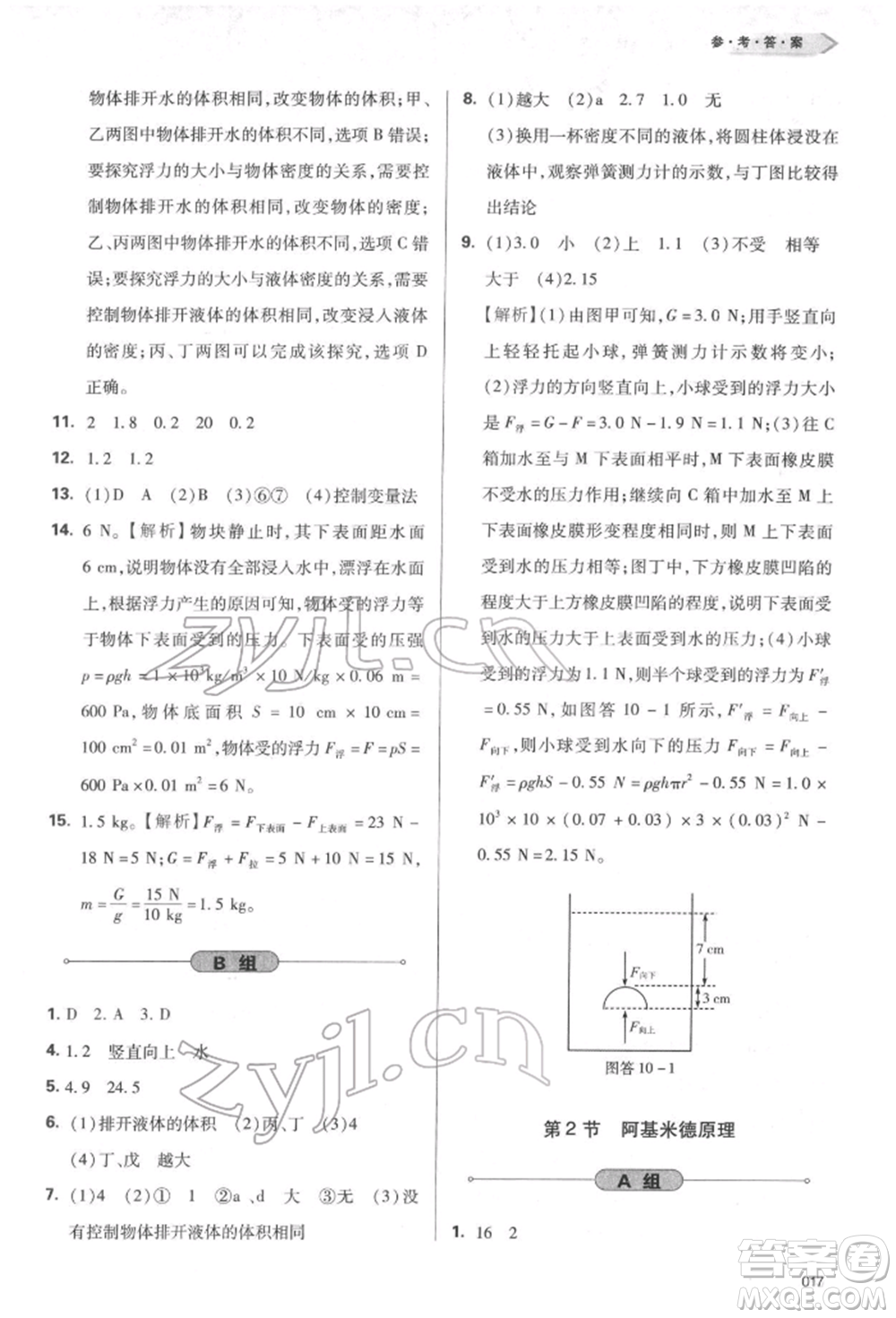 天津教育出版社2022學習質量監(jiān)測八年級物理下冊人教版參考答案