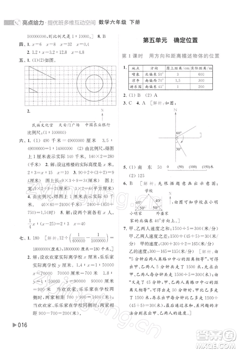 北京教育出版社2022亮點(diǎn)給力提優(yōu)班多維互動(dòng)空間六年級(jí)數(shù)學(xué)下冊(cè)蘇教版參考答案